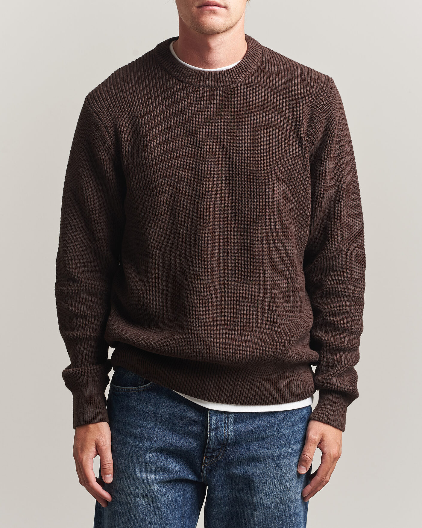 Uomini | Maglieria | LES DEUX | Rib Crewneck Knit Molé Brown