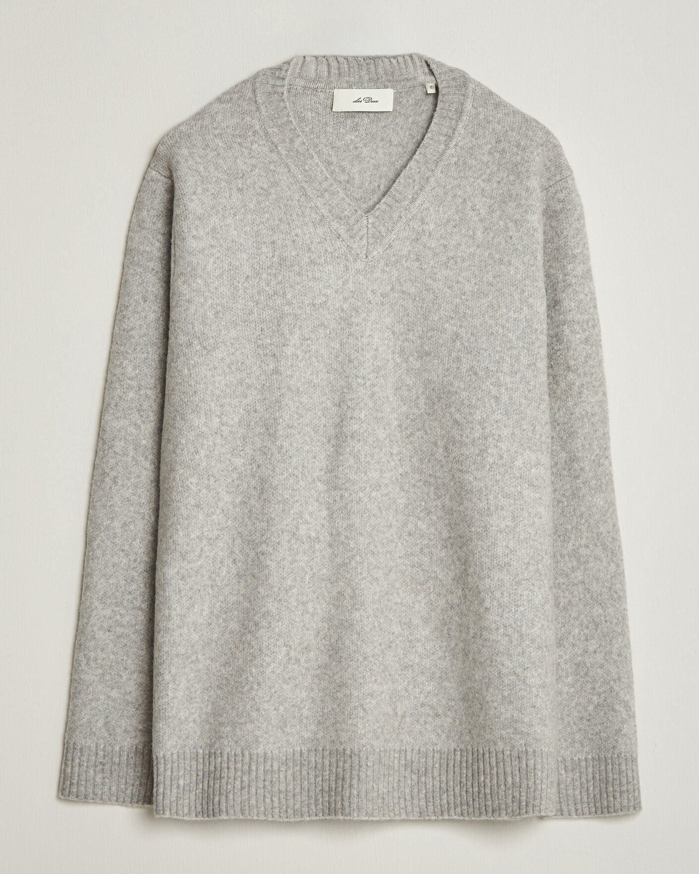 Uomini | Maglieria | LES DEUX | Melange V-Neck Knit Grey Melange