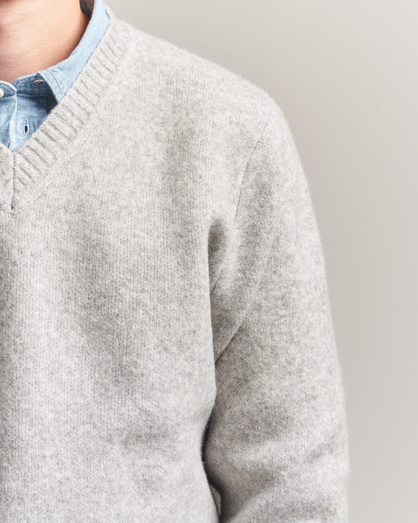 Uomini | Maglieria | LES DEUX | Melange V-Neck Knit Grey Melange