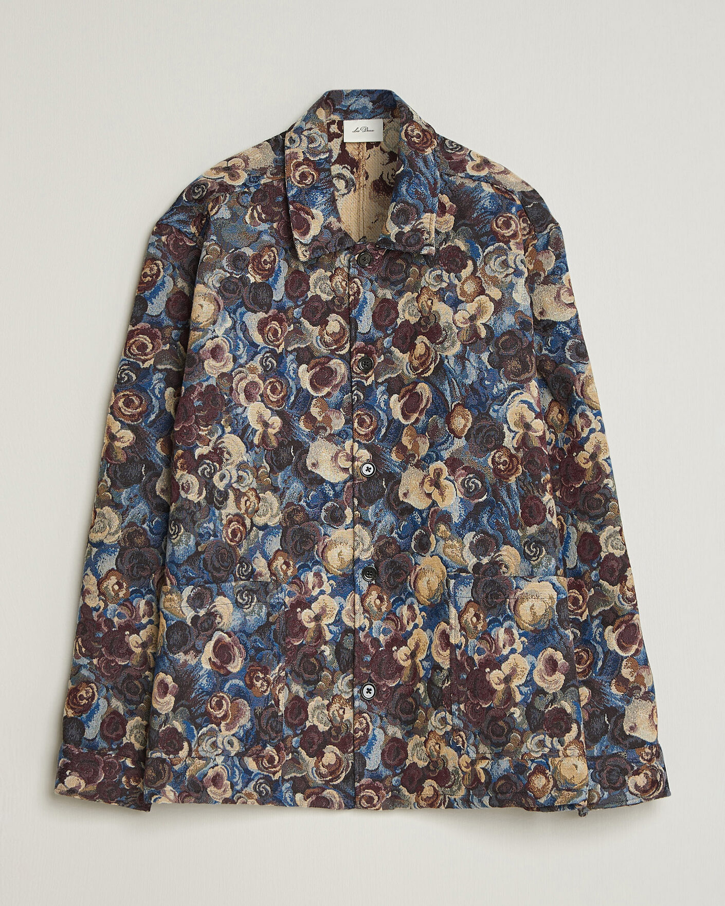 Uomini | Camicie | LES DEUX | Flower Jaquard Overshirt Blue Multi
