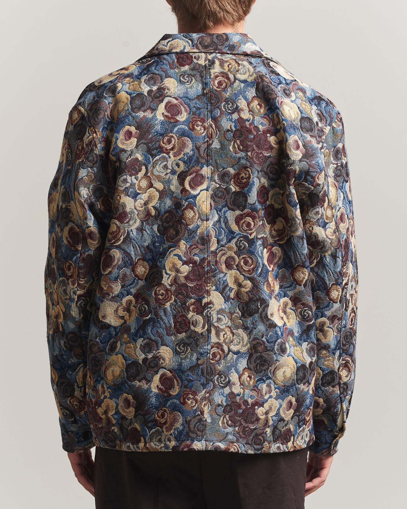 Uomini | Camicie | LES DEUX | Flower Jaquard Overshirt Blue Multi