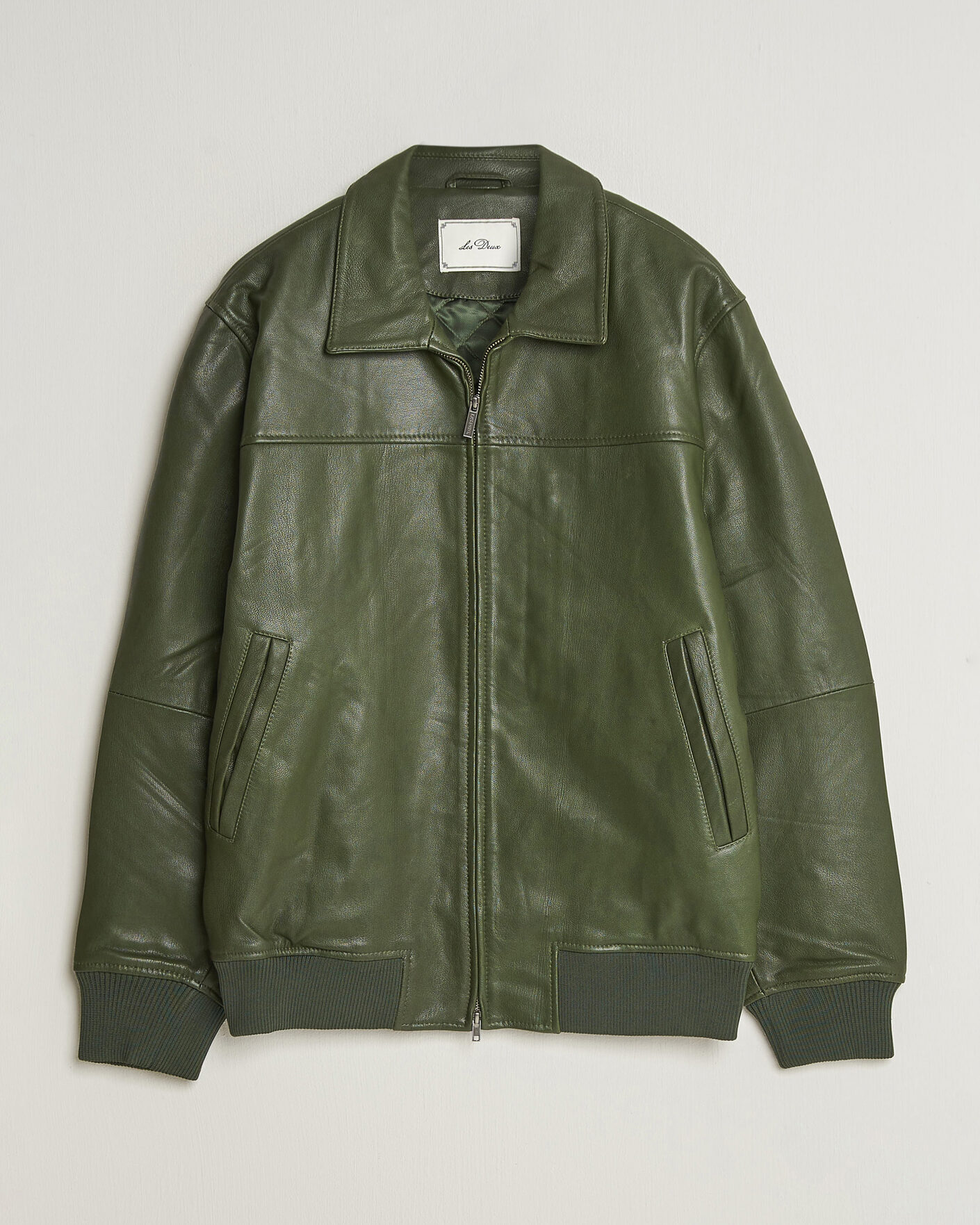 Uomini | Giacche | LES DEUX | Leather Varsity Jacket Rifle Green