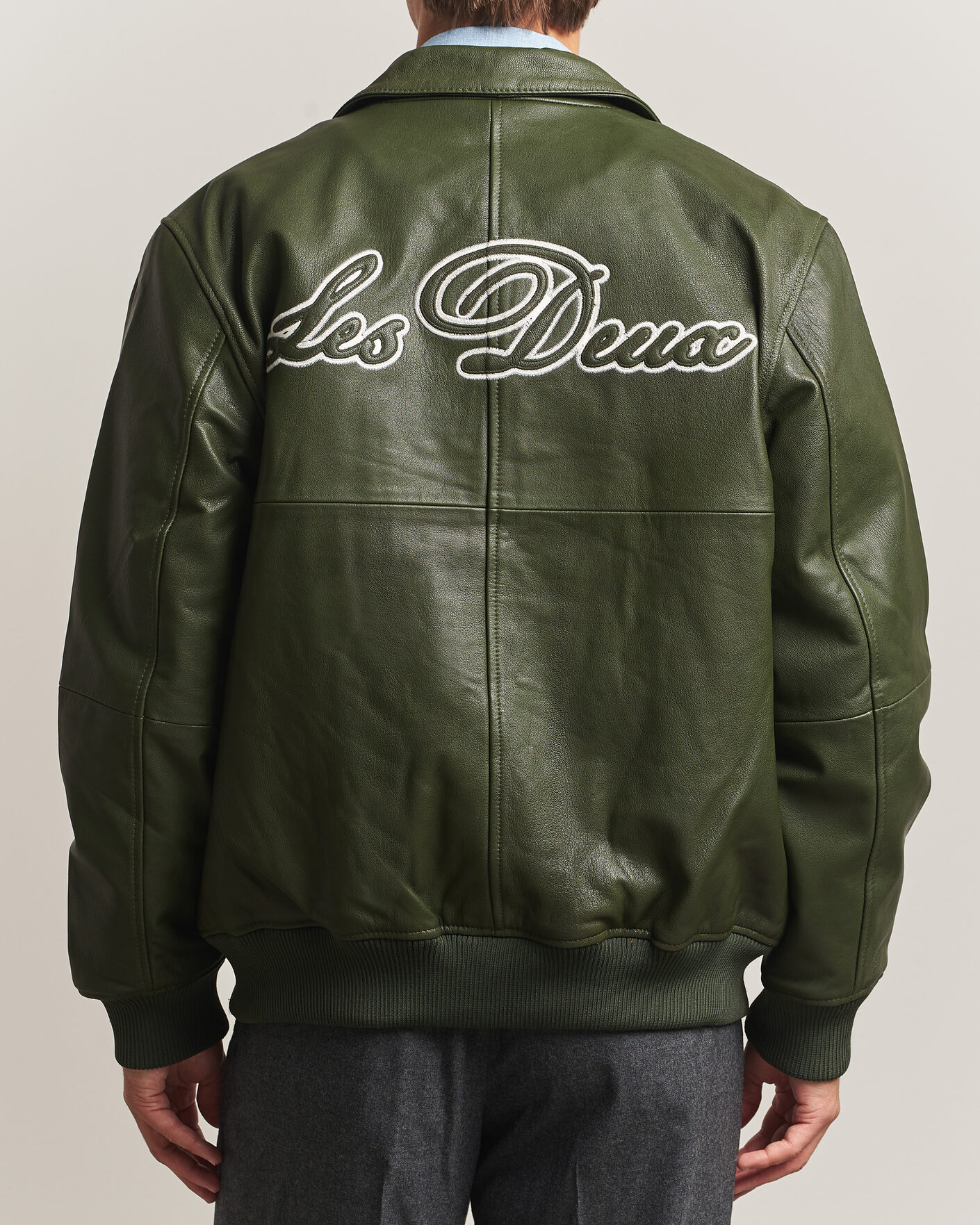 Uomini | Giacche | LES DEUX | Leather Varsity Jacket Rifle Green