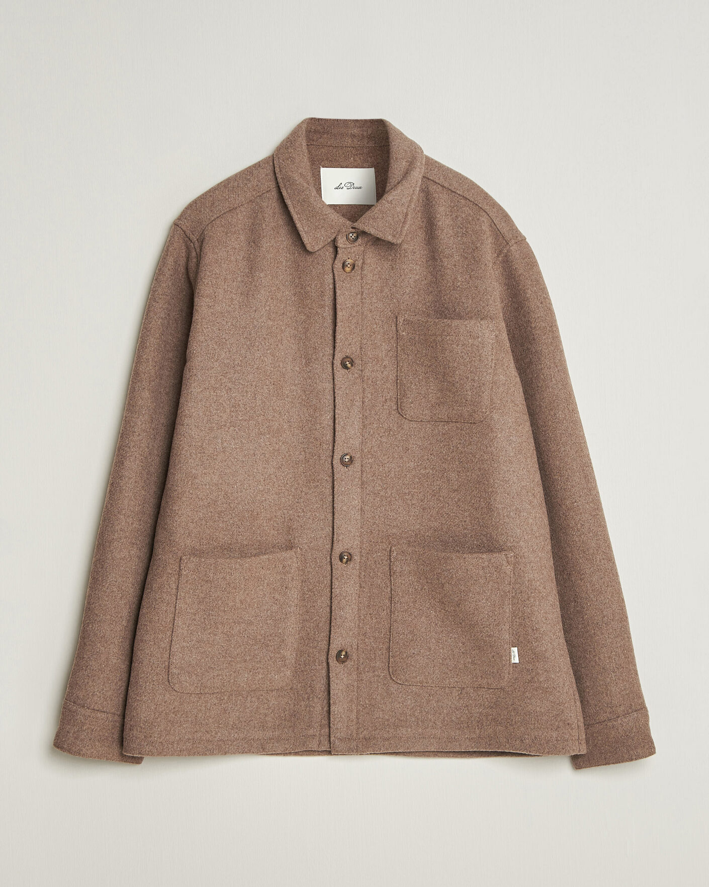 Uomini | Camicie | LES DEUX | Wool Overshirt Dark Sand Melange