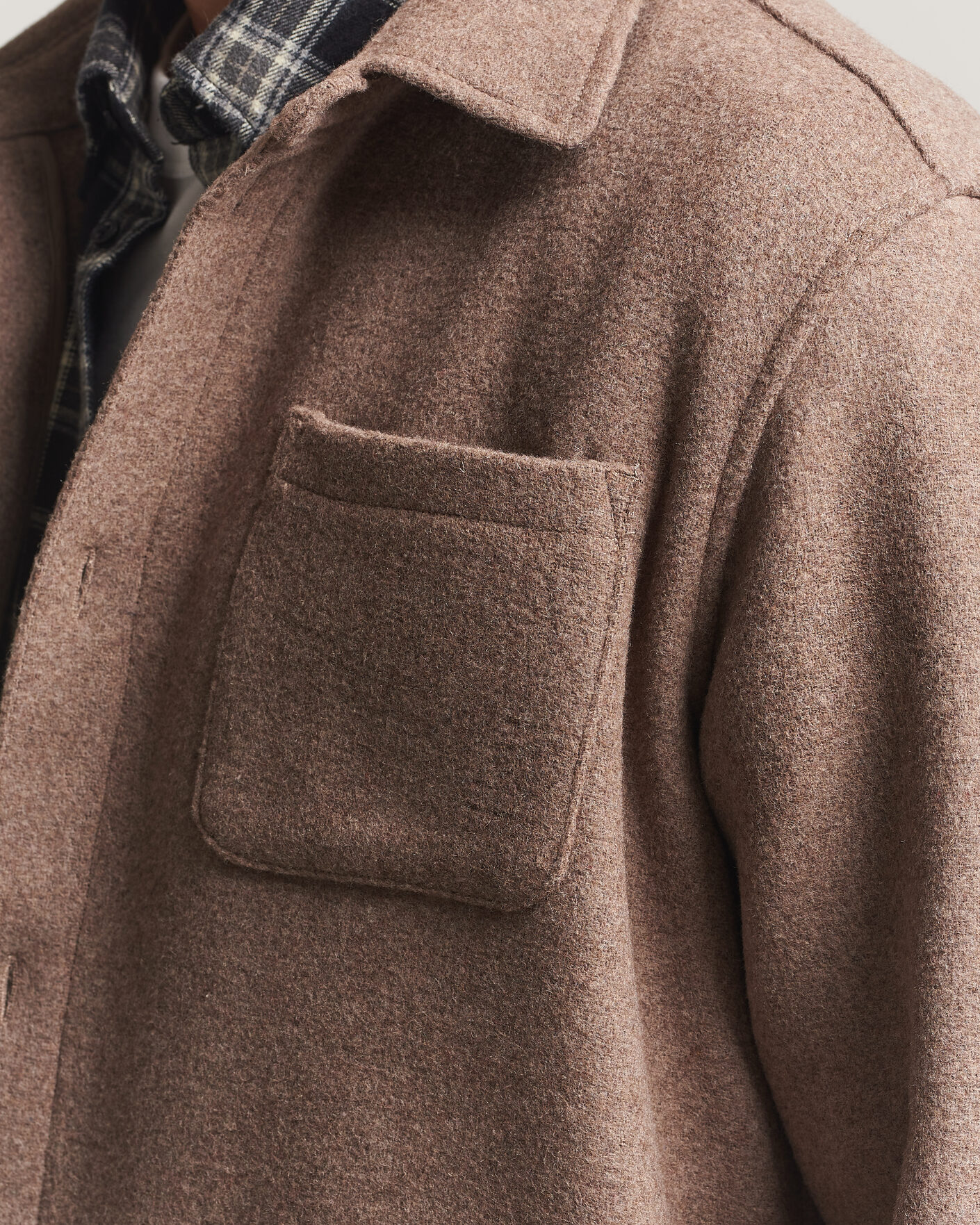 Uomini | Camicie | LES DEUX | Wool Overshirt Dark Sand Melange
