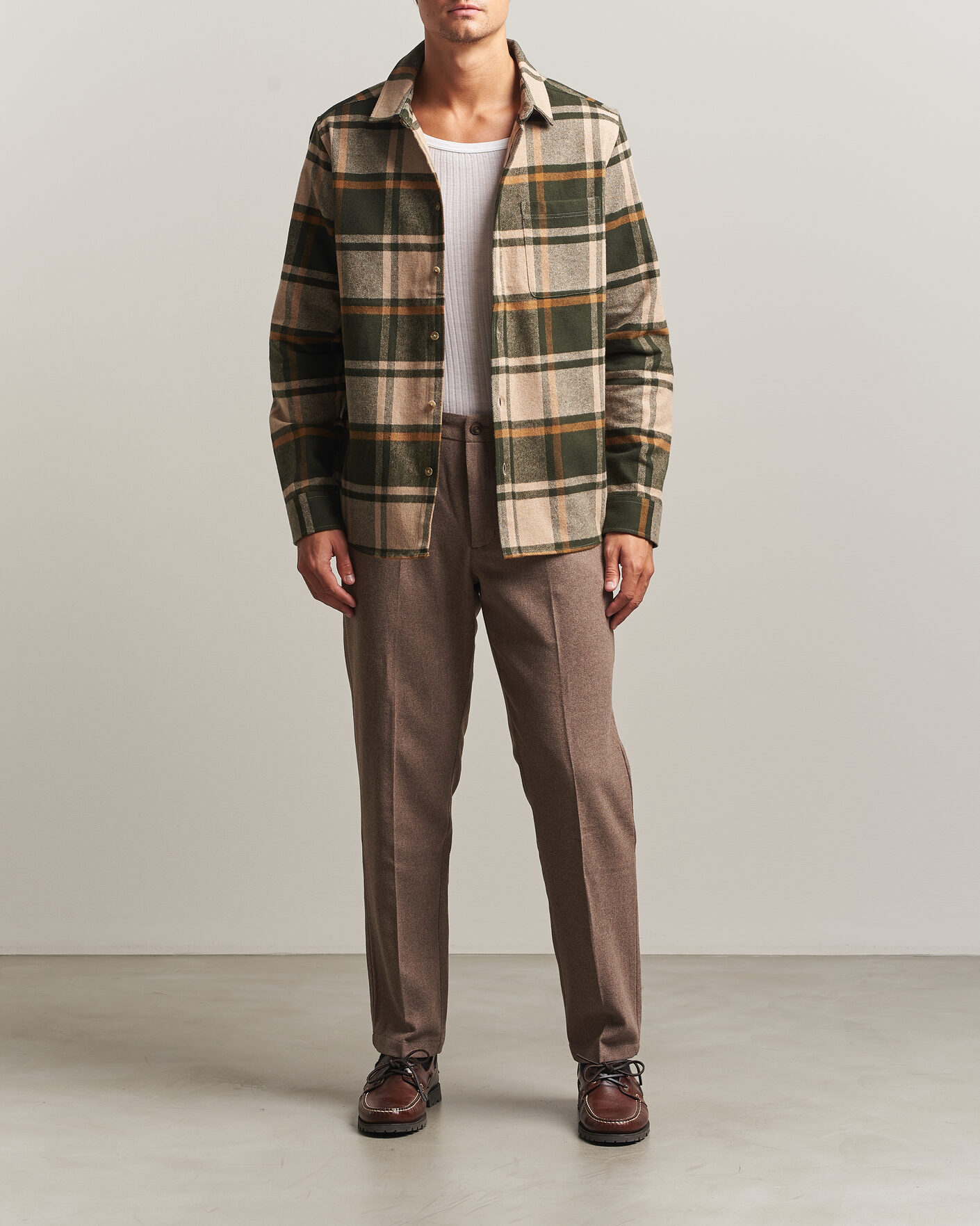 Uomini | Camicie | LES DEUX | Check Flannel Shirt Rosin Green