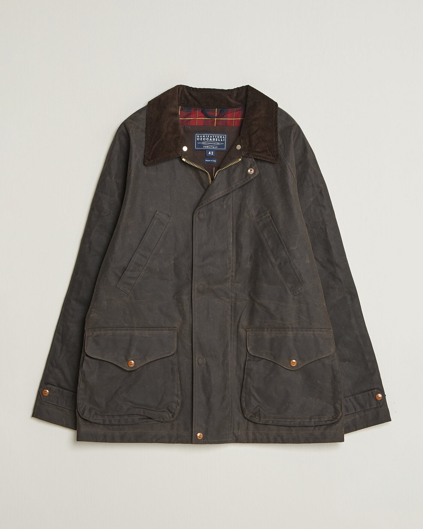 Uomini | Giacche | Manifattura Ceccarelli | Rain Caban Wax Cloth Chocolate