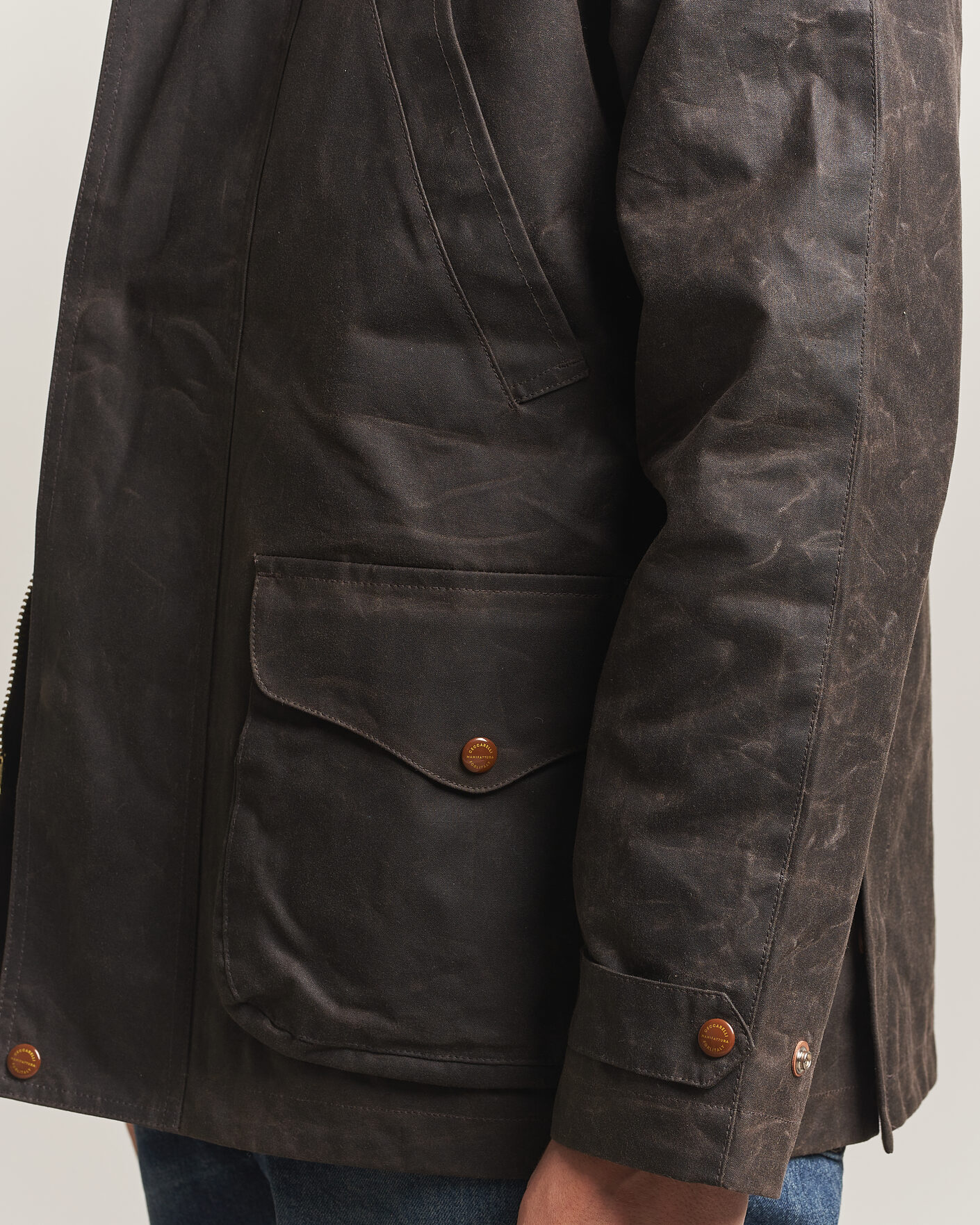 Uomini | Giacche | Manifattura Ceccarelli | Rain Caban Wax Cloth Chocolate
