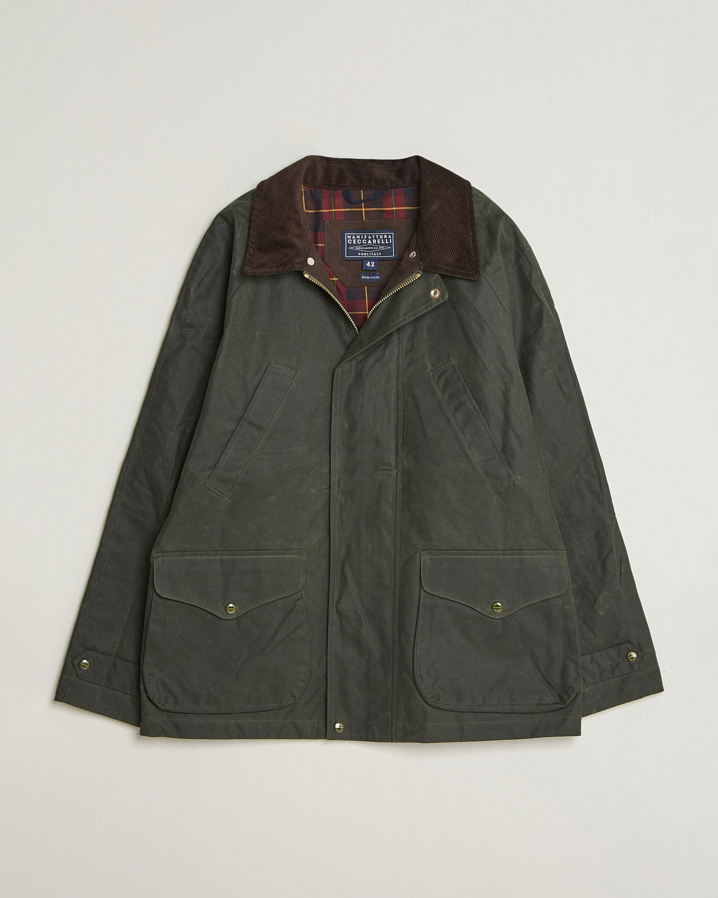 Uomini | Giacche | Manifattura Ceccarelli | Rain Caban Wax Cloth Dark Green