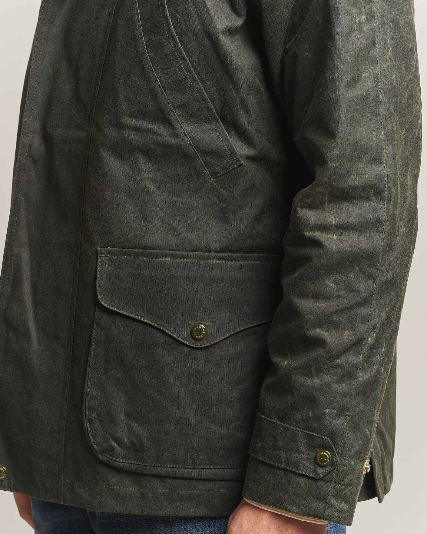 Uomini | Giacche | Manifattura Ceccarelli | Rain Caban Wax Cloth Dark Green