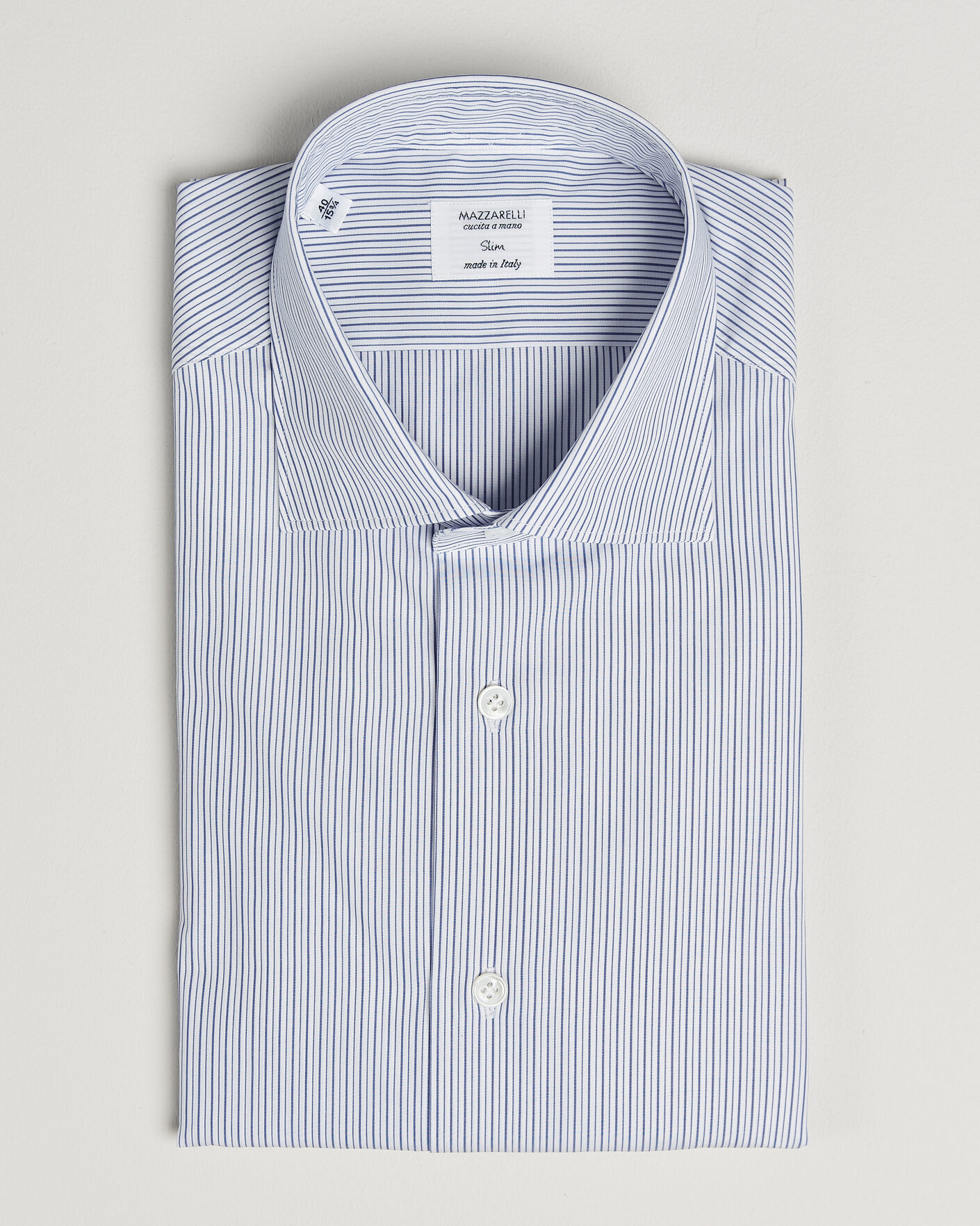 Uomini | Camicie | Mazzarelli | Soft Cotton Popeline Shirt Blue Stripe