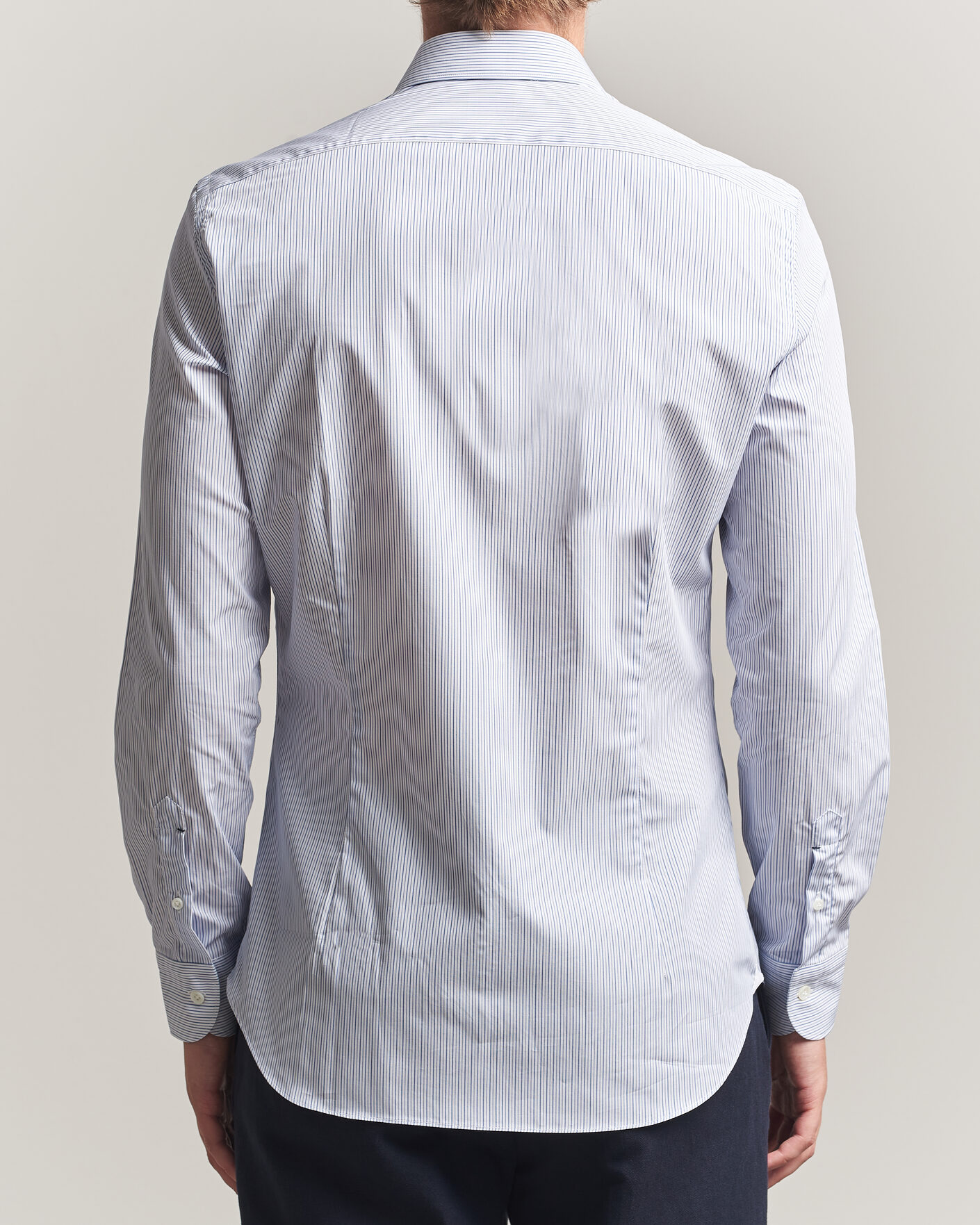 Uomini | Camicie | Mazzarelli | Soft Cotton Popeline Shirt Blue Stripe