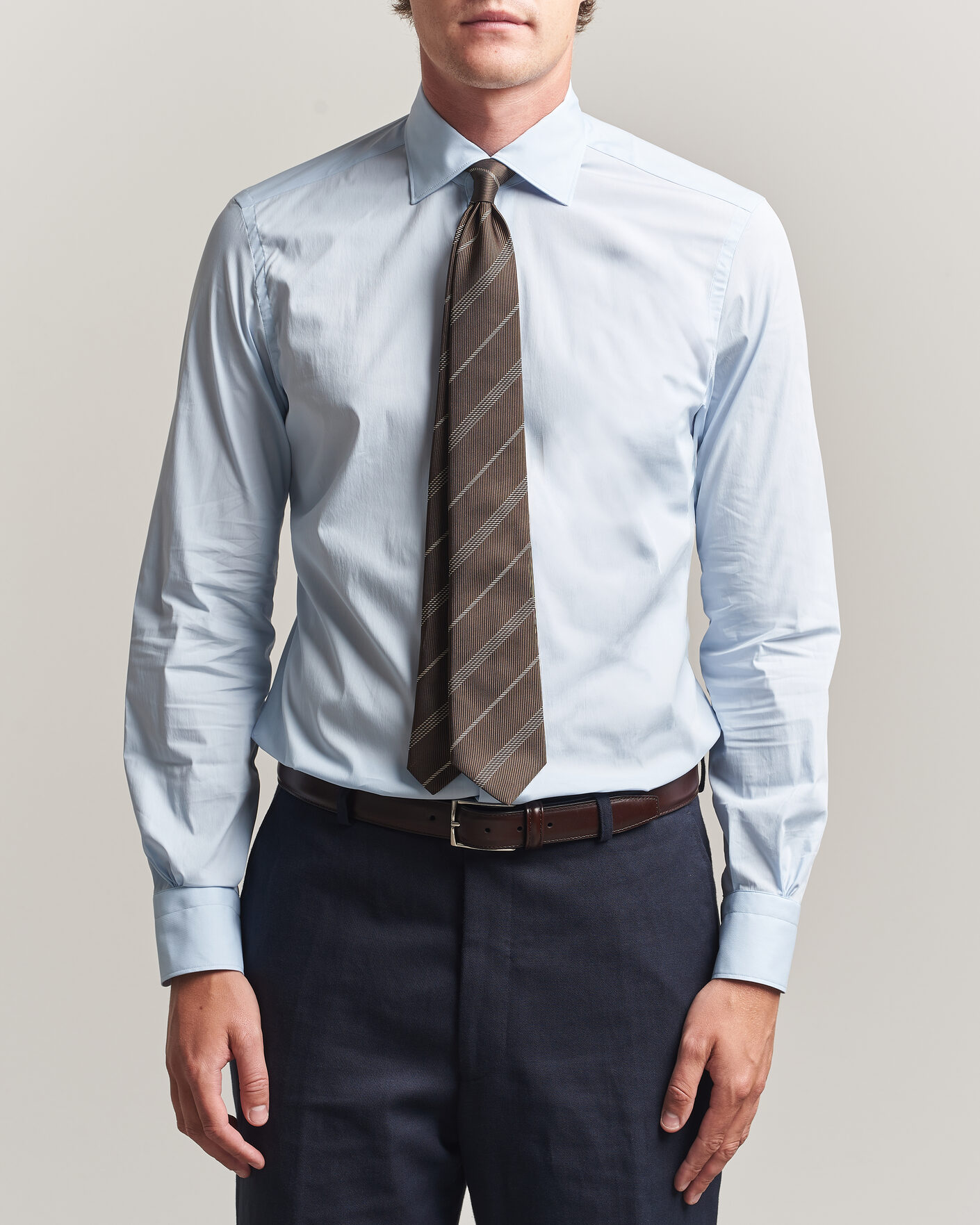 Uomini | Camicie | Mazzarelli | Soft Cotton Popeline Shirt Light Blue