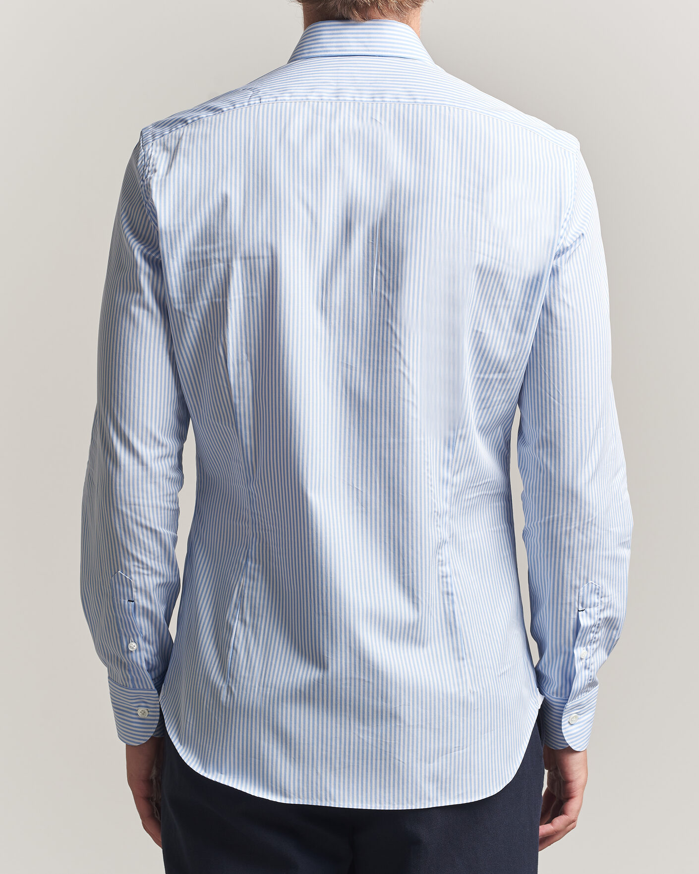 Uomini | Camicie | Mazzarelli | Soft Cotton Popeline Shirt Light Blue Stripe