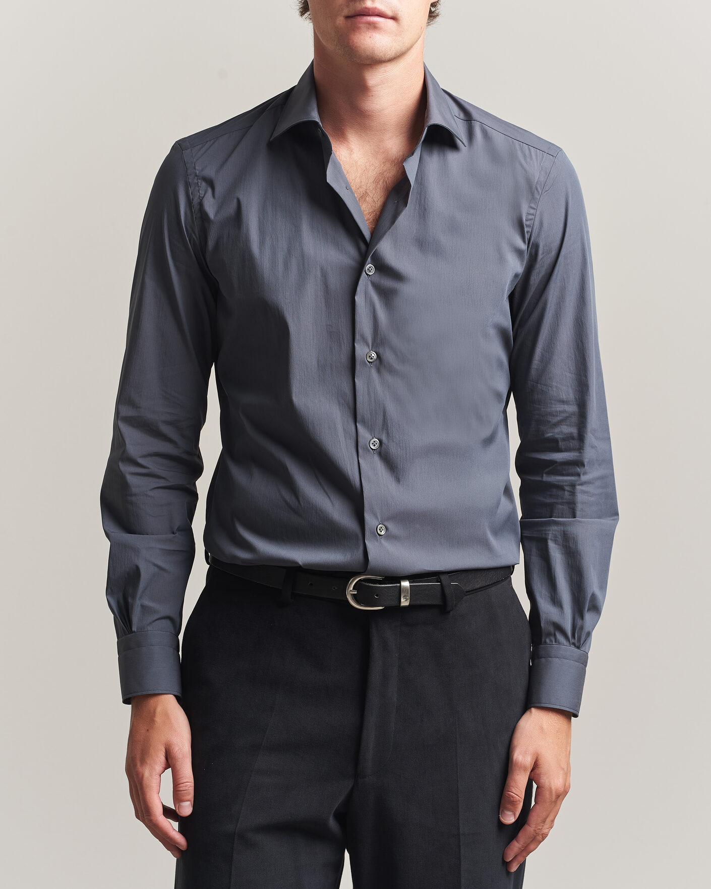 Uomini | Camicie | Mazzarelli | Soft Cotton Popeline Shirt Grey