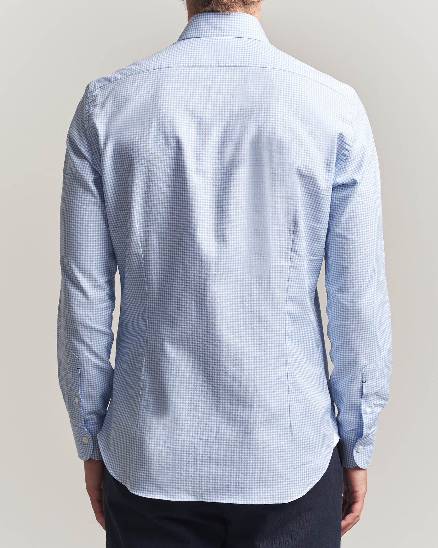 Uomini | Camicie | Mazzarelli | Soft Oxford Button Down Shirt Light Blue Check