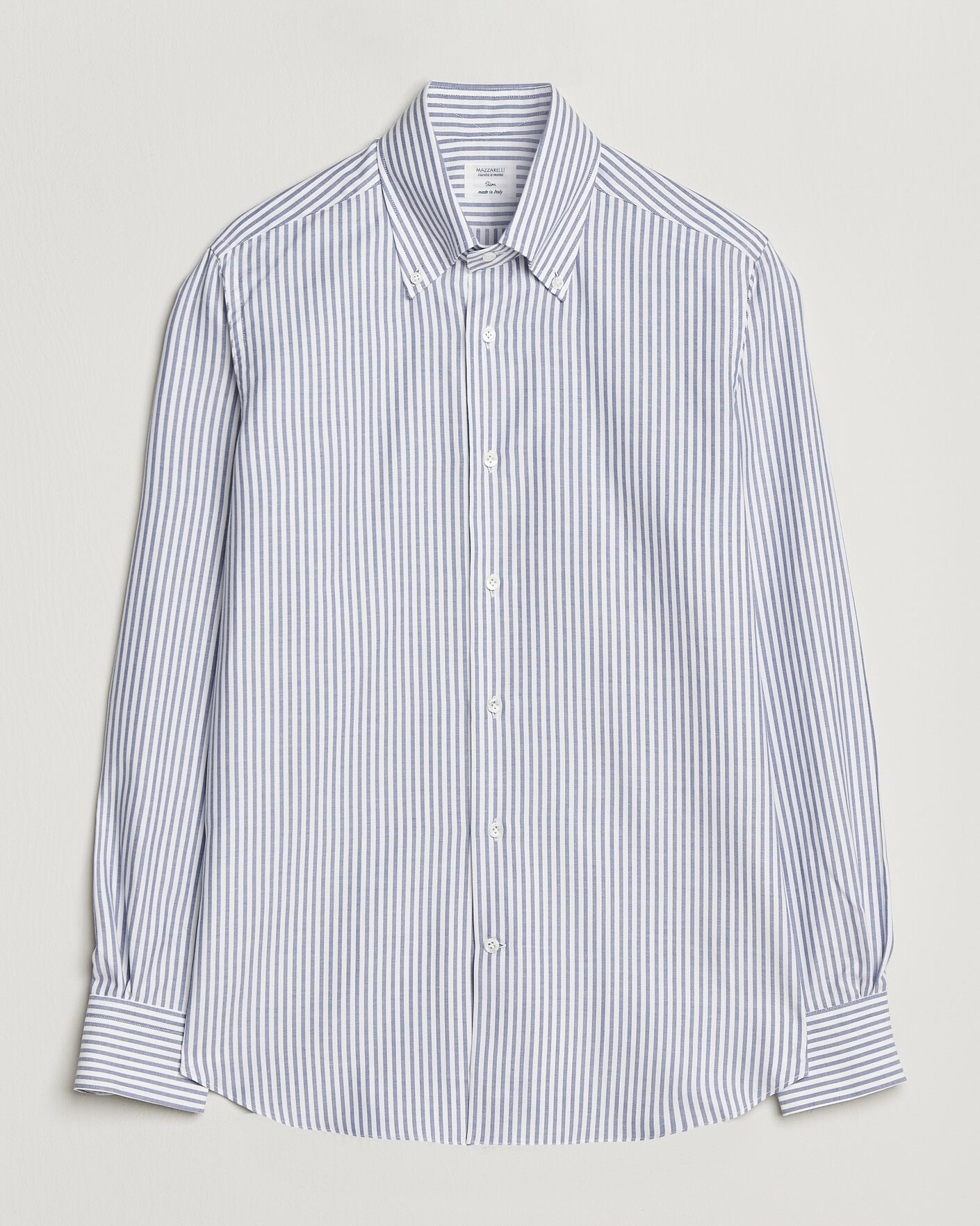 Uomini | Camicie | Mazzarelli | Soft Oxford Button Down Shirt Blue Stripe