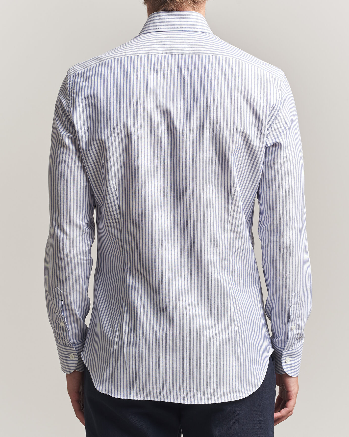 Uomini | Camicie | Mazzarelli | Soft Oxford Button Down Shirt Blue Stripe