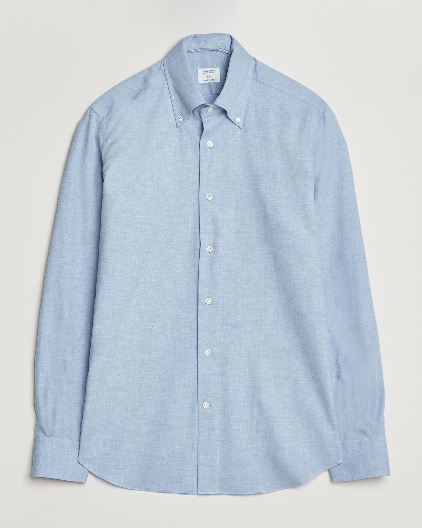 Uomini | Camicie | Mazzarelli | Soft Flannel Button Down Shirt Light Blue