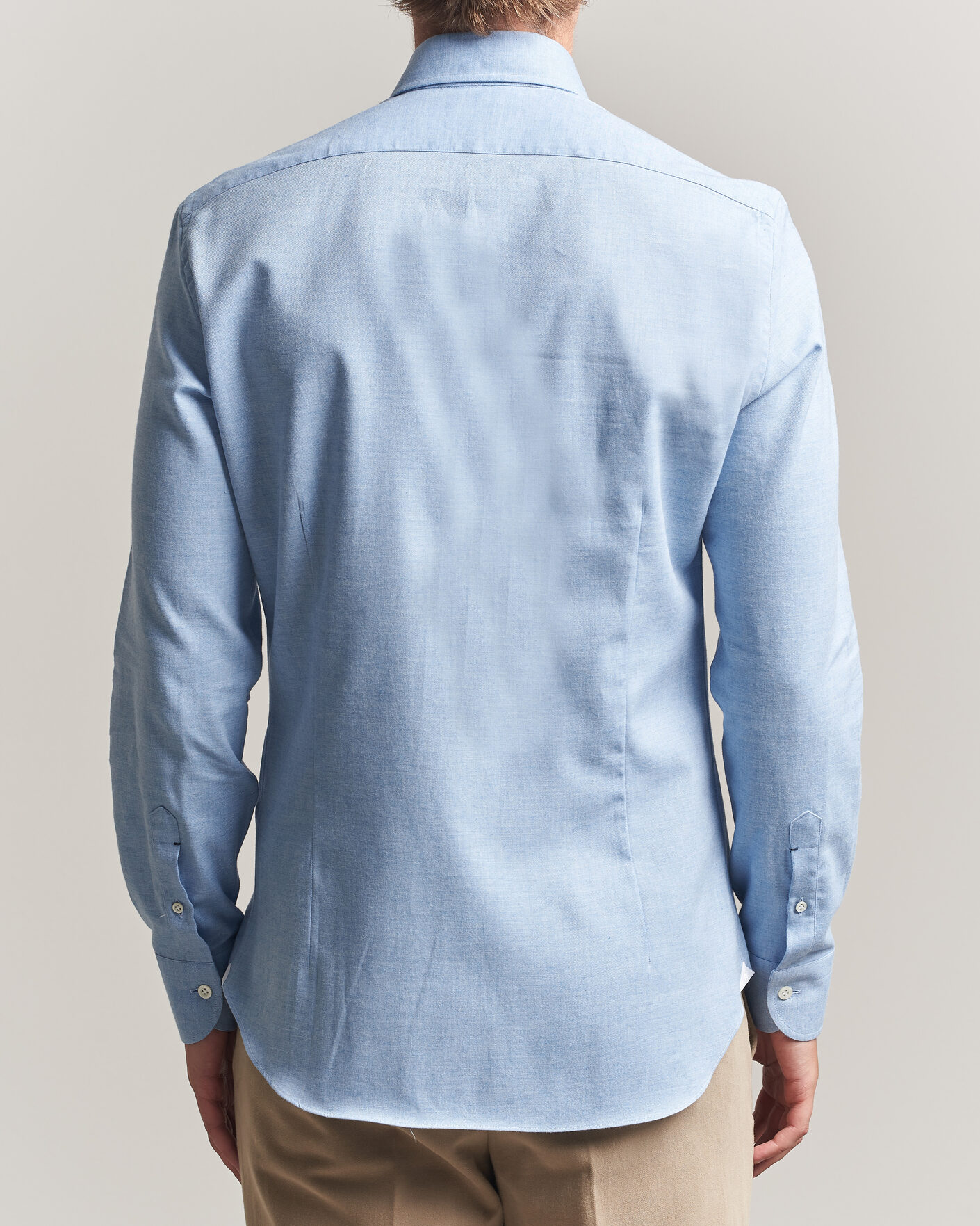 Uomini | Camicie | Mazzarelli | Soft Flannel Button Down Shirt Light Blue