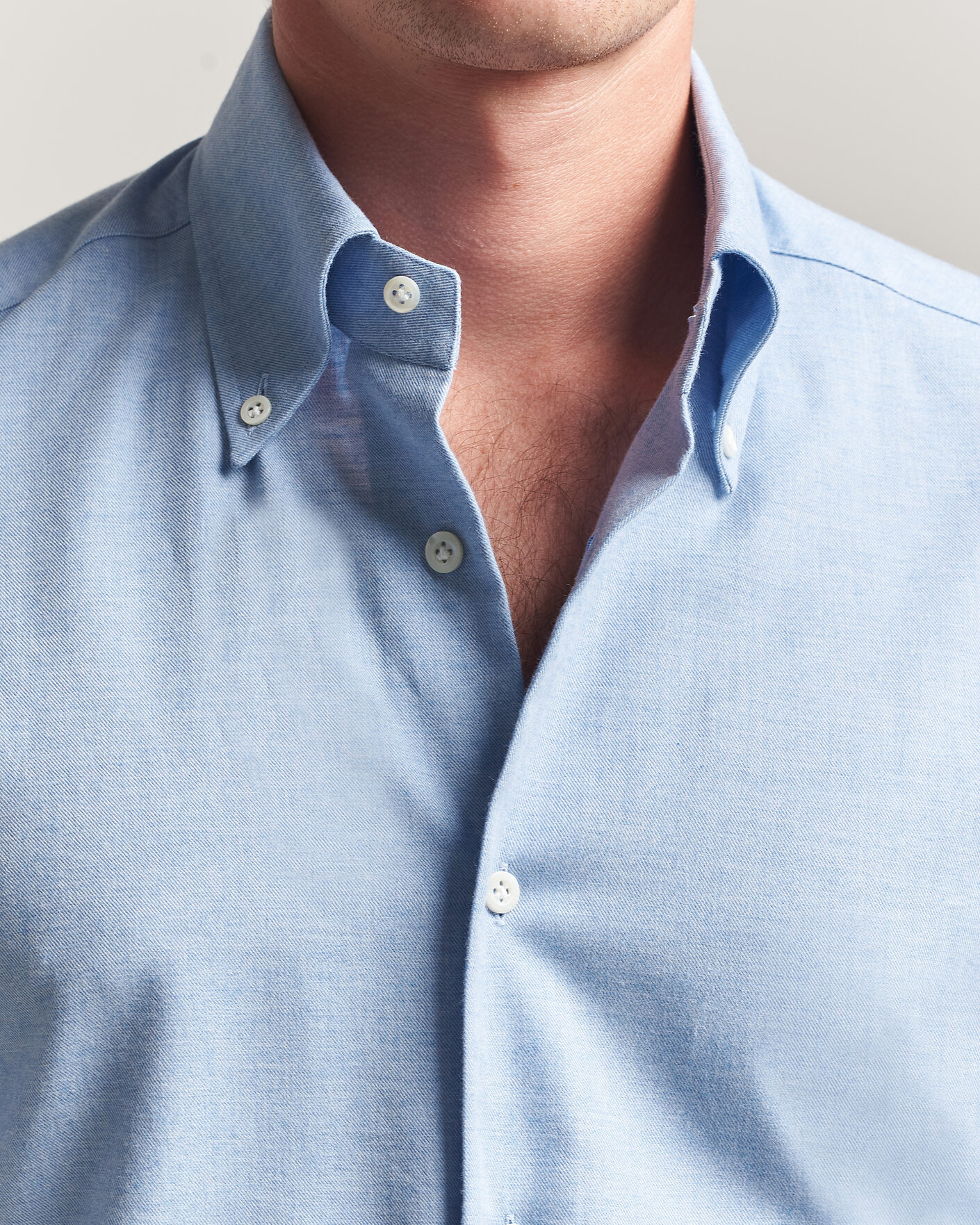 Uomini | Camicie | Mazzarelli | Soft Flannel Button Down Shirt Light Blue