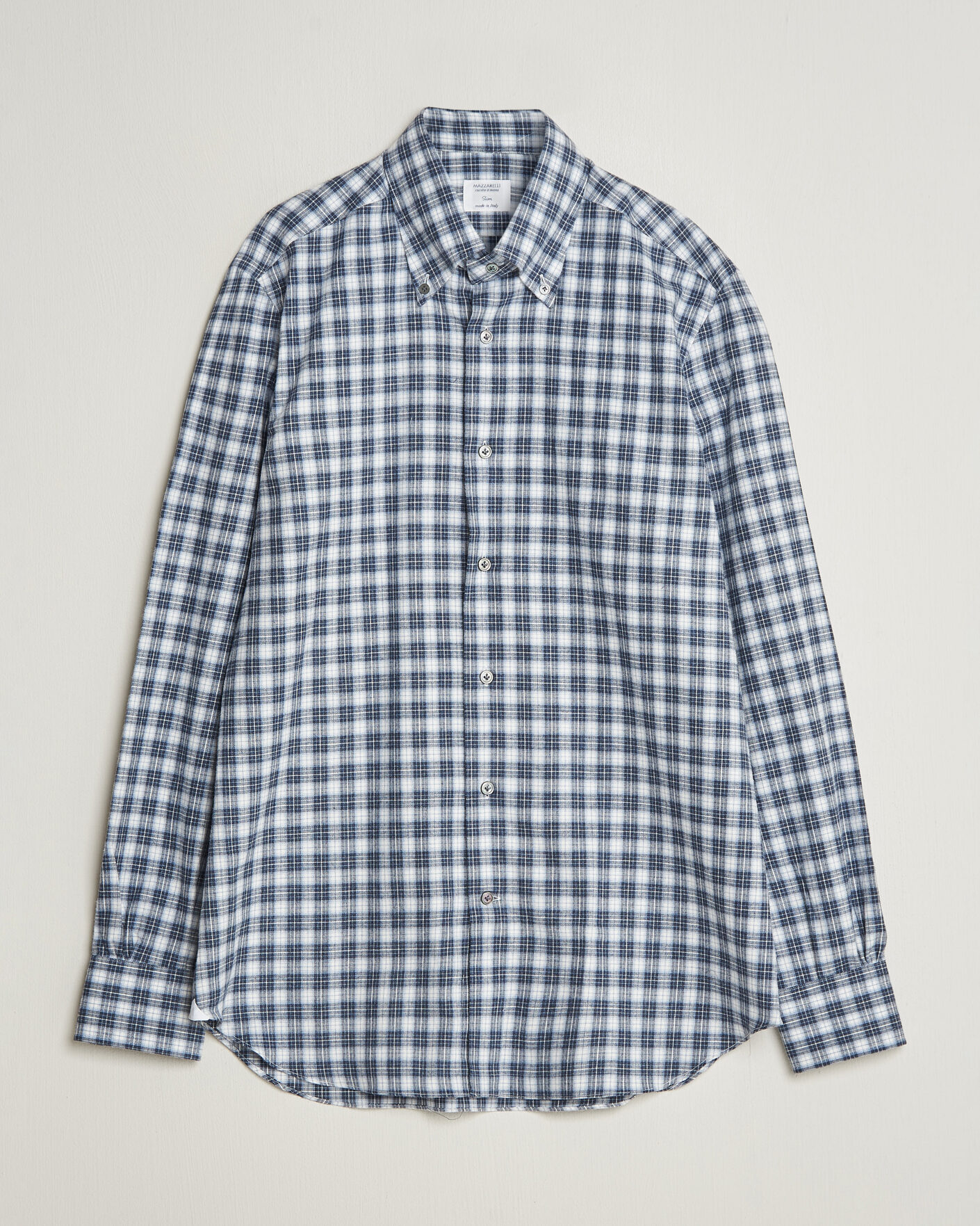 Uomini | Camicie | Mazzarelli | Soft Flannel Button Down Shirt Navy