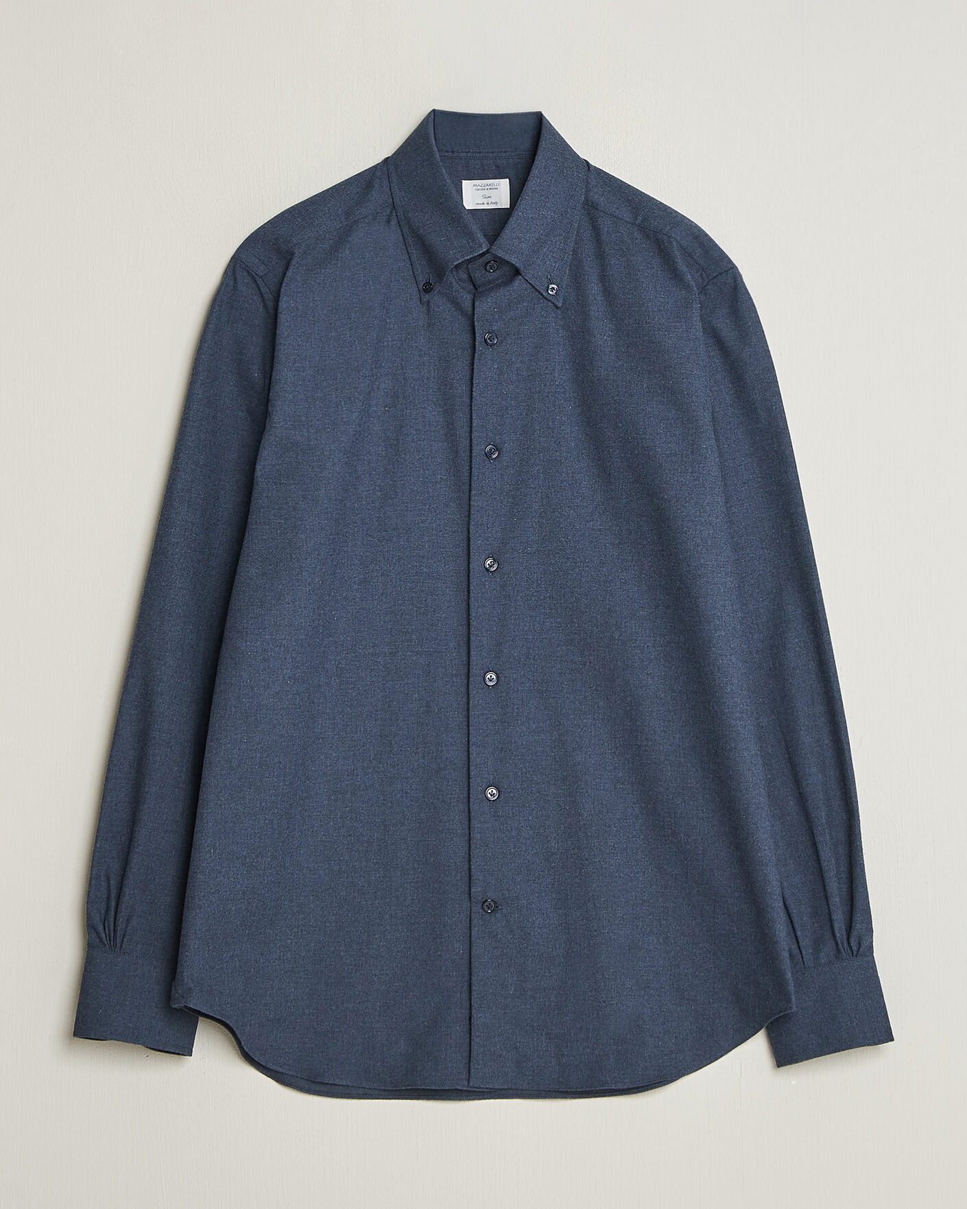Uomini | Camicie | Mazzarelli | Soft Flannel Button Down Shirt Navy