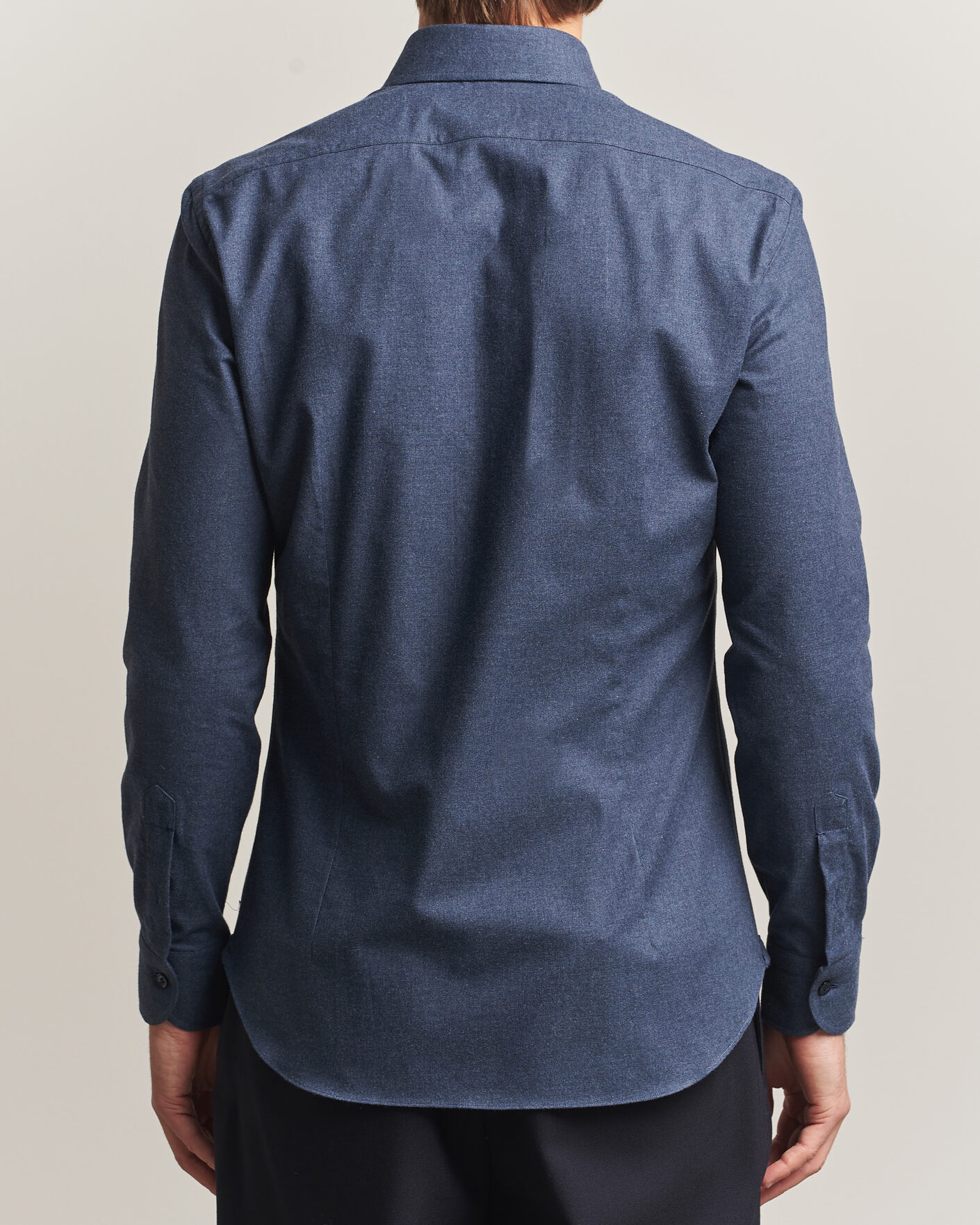 Uomini | Camicie | Mazzarelli | Soft Flannel Button Down Shirt Navy