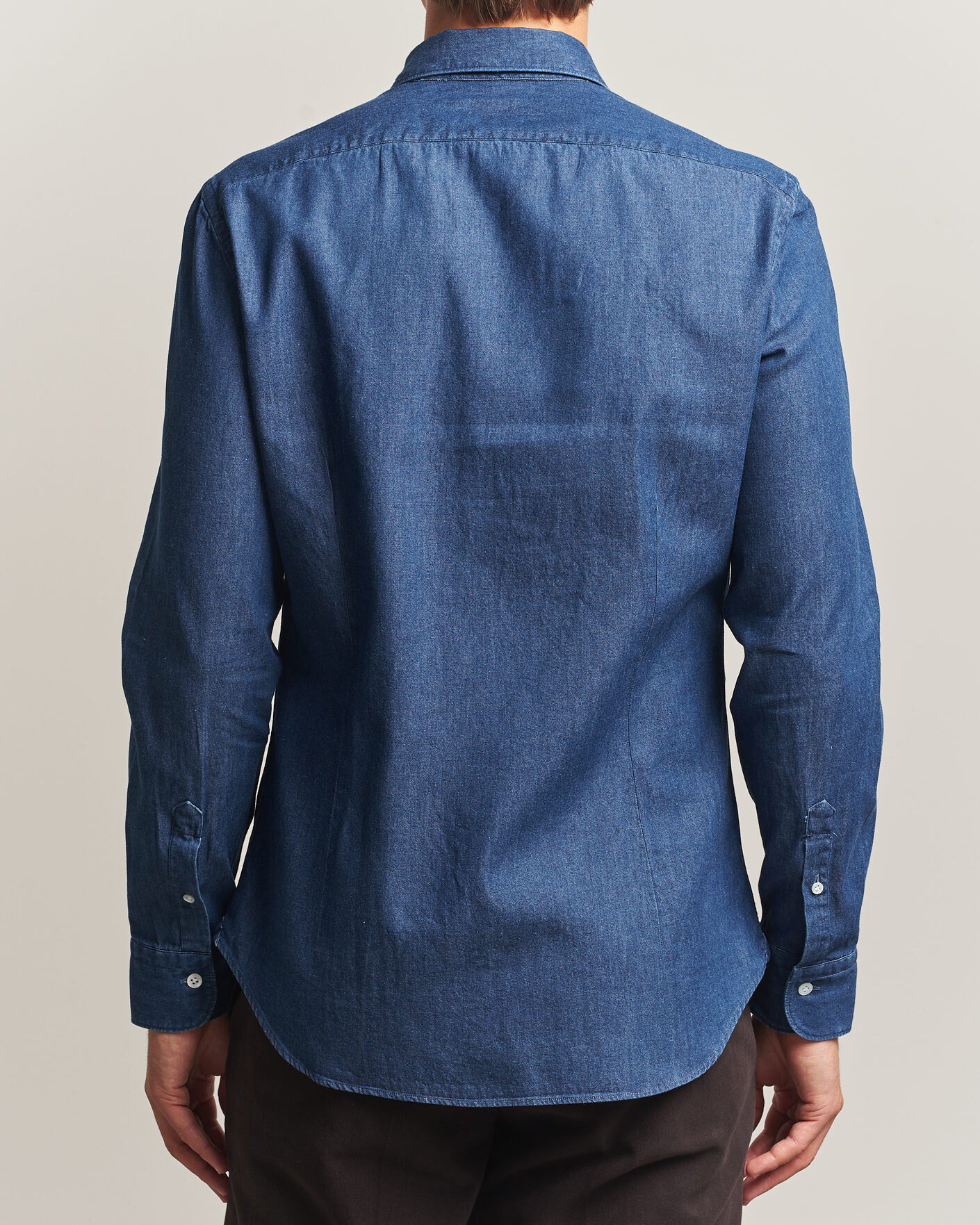 Uomini | Camicie | Mazzarelli | Soft Denim Shirt Blue Wash