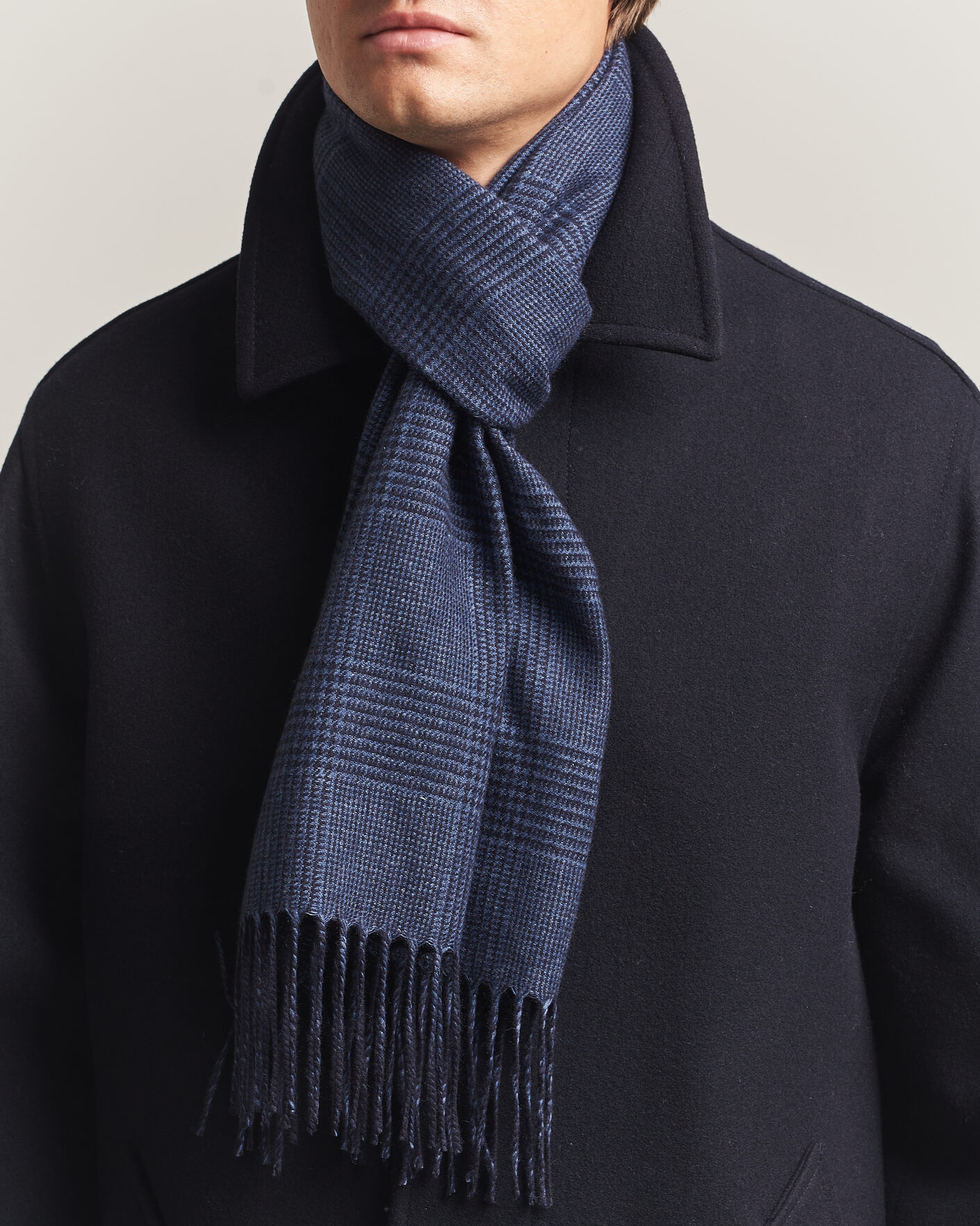 Uomini | Sciarpe | Piacenza Cashmere | Cashmere/Silk Glencheck Scarf Navy