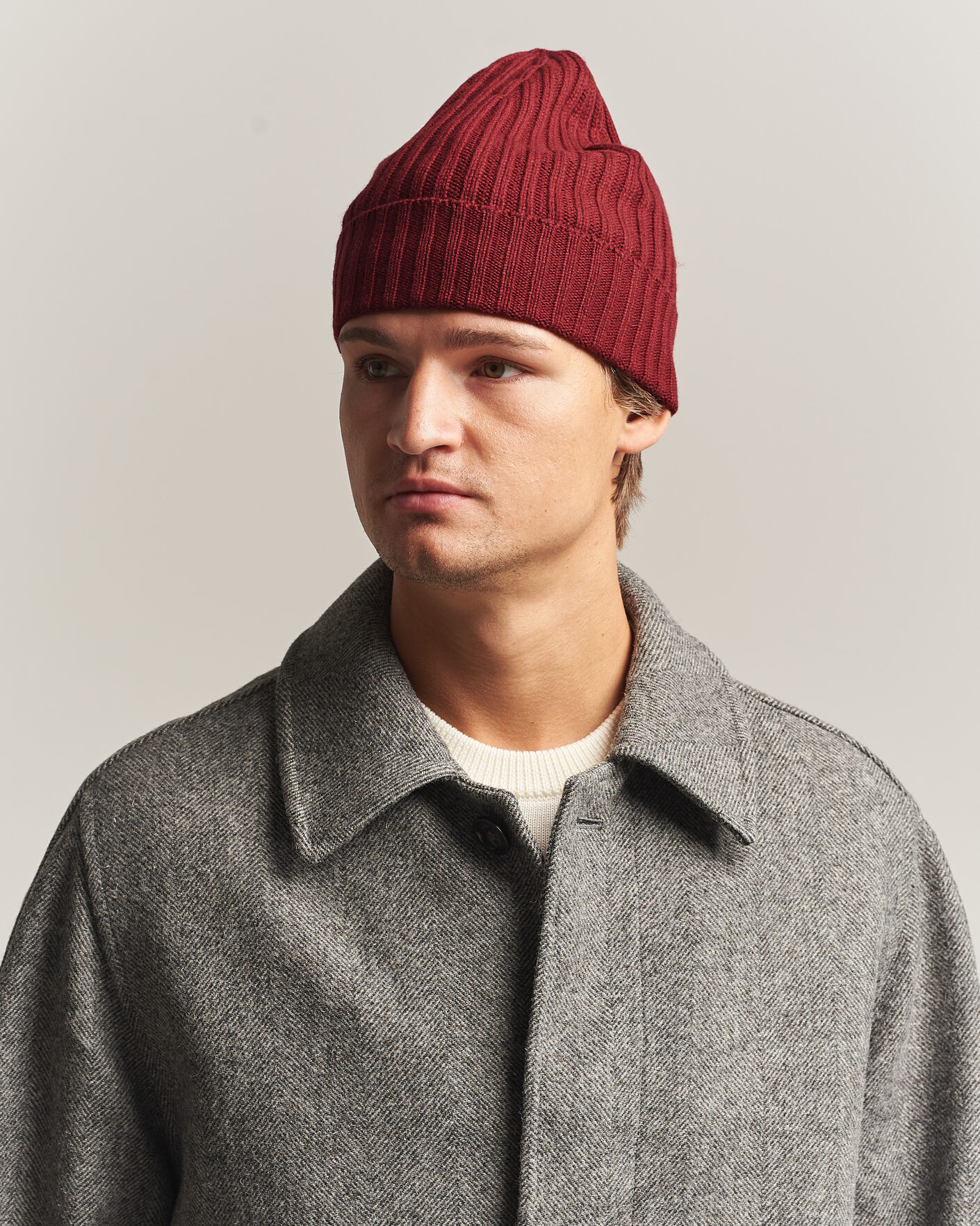 Uomini | Berretti | Piacenza Cashmere | Ribbed Cashmere Beanie Burgundy