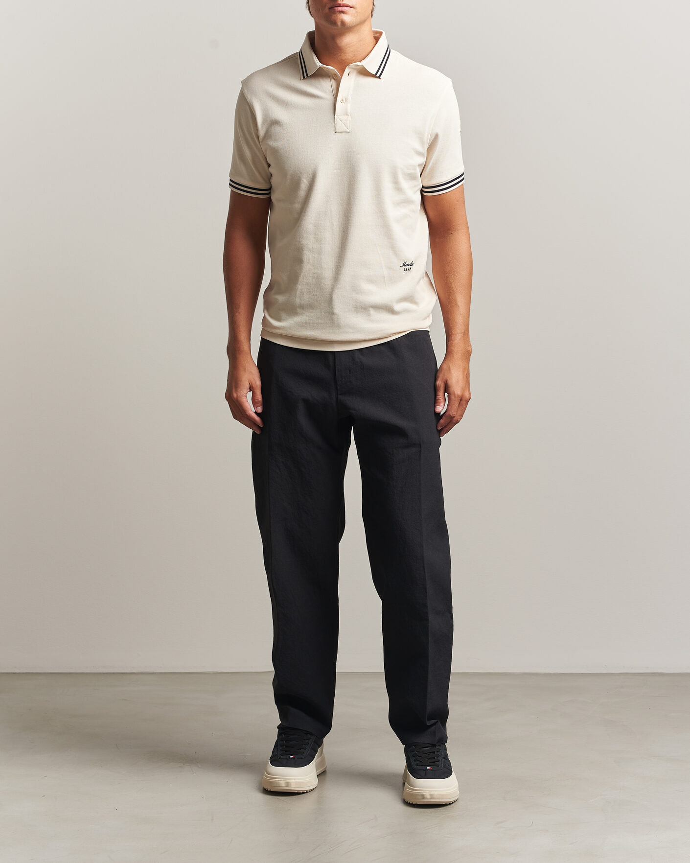 Uomini | Polo | Moncler | Contrast Collar Polo Off White