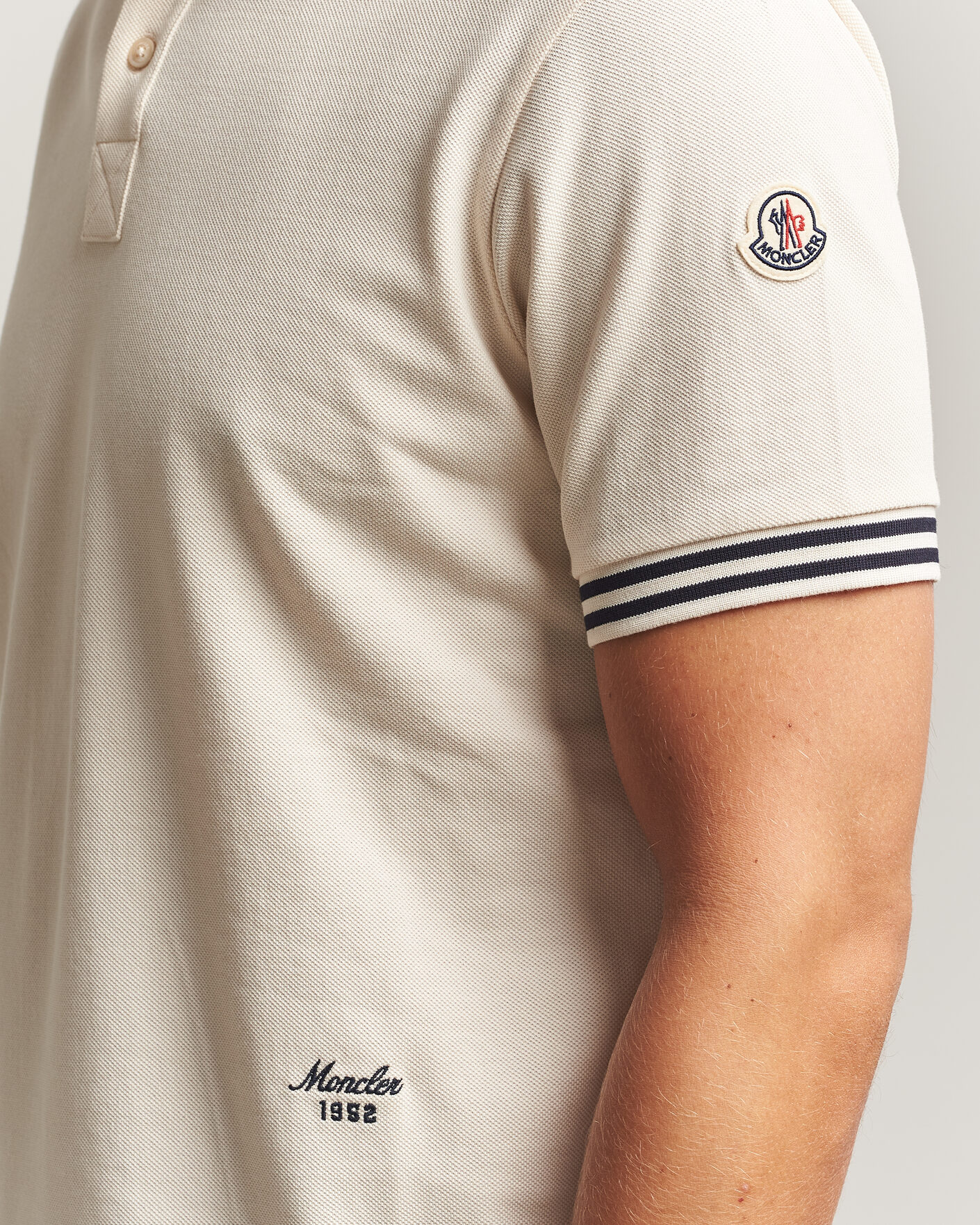 Uomini | Polo | Moncler | Contrast Collar Polo Off White