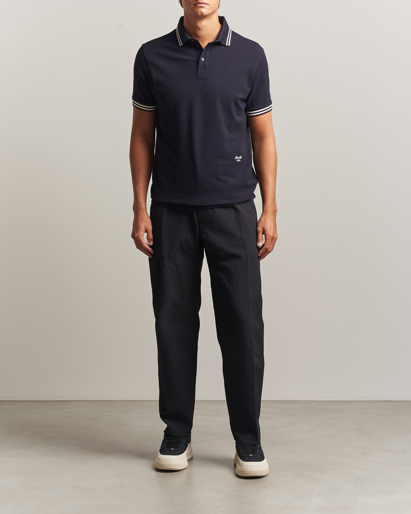 Uomini | Polo | Moncler | Contrast Collar Polo Navy