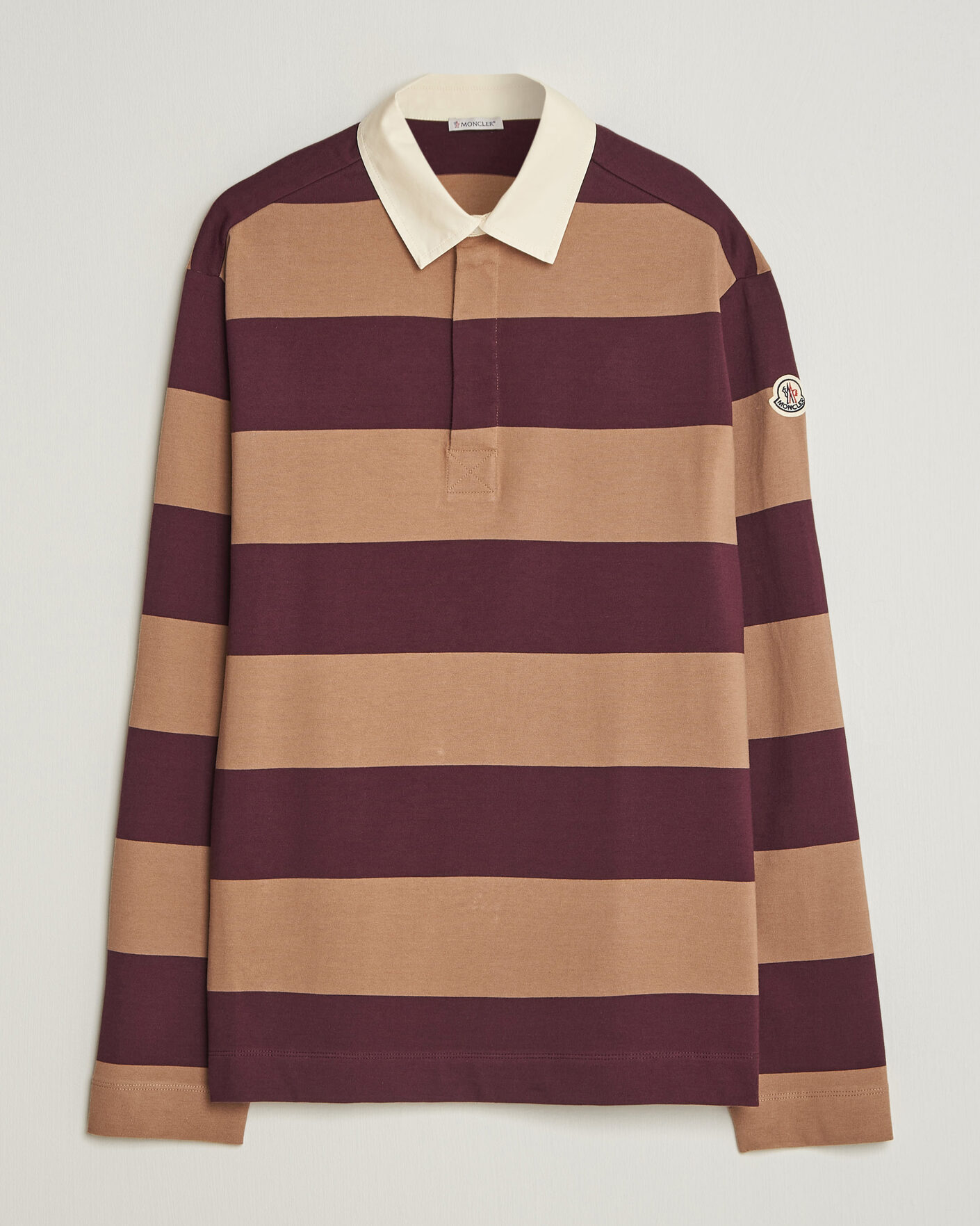 Uomini | Maglieria | Moncler | Striped Rugby Sweater Brown/Burgundy