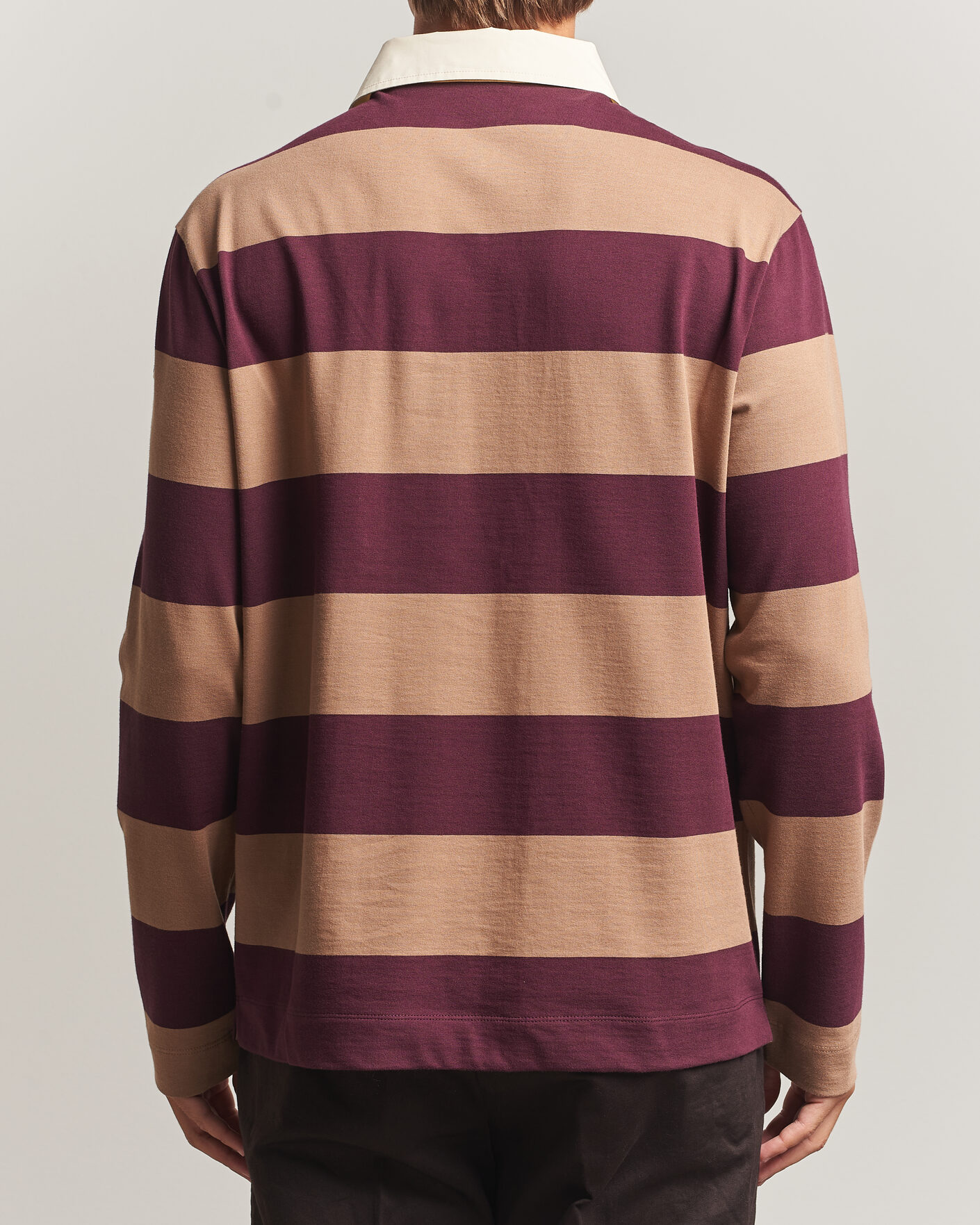 Uomini | Maglieria | Moncler | Striped Rugby Sweater Brown/Burgundy