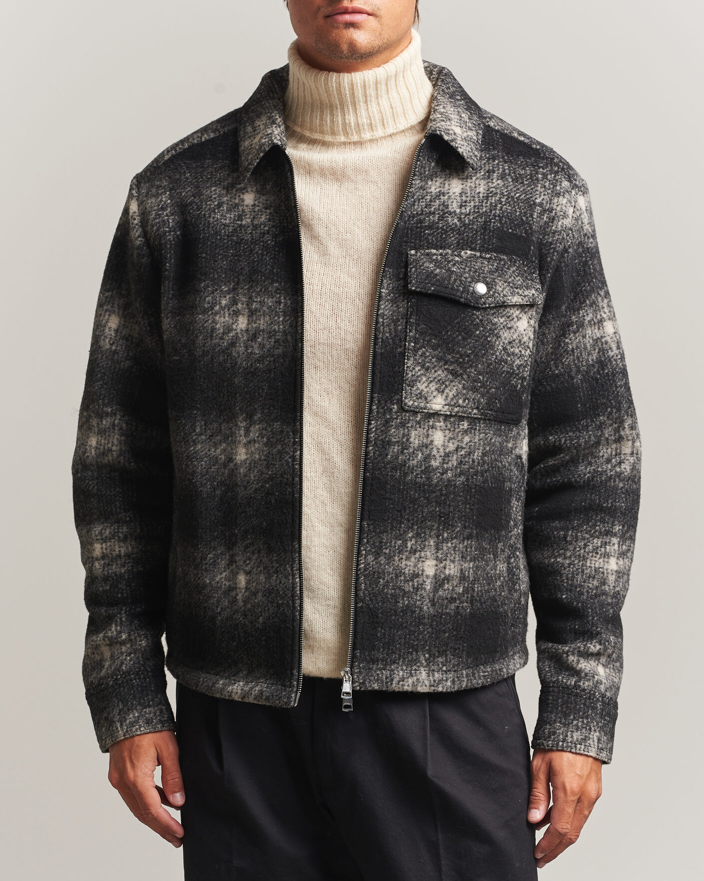 Uomini | Camicie | Moncler | Flannel Overshirt Grey Check