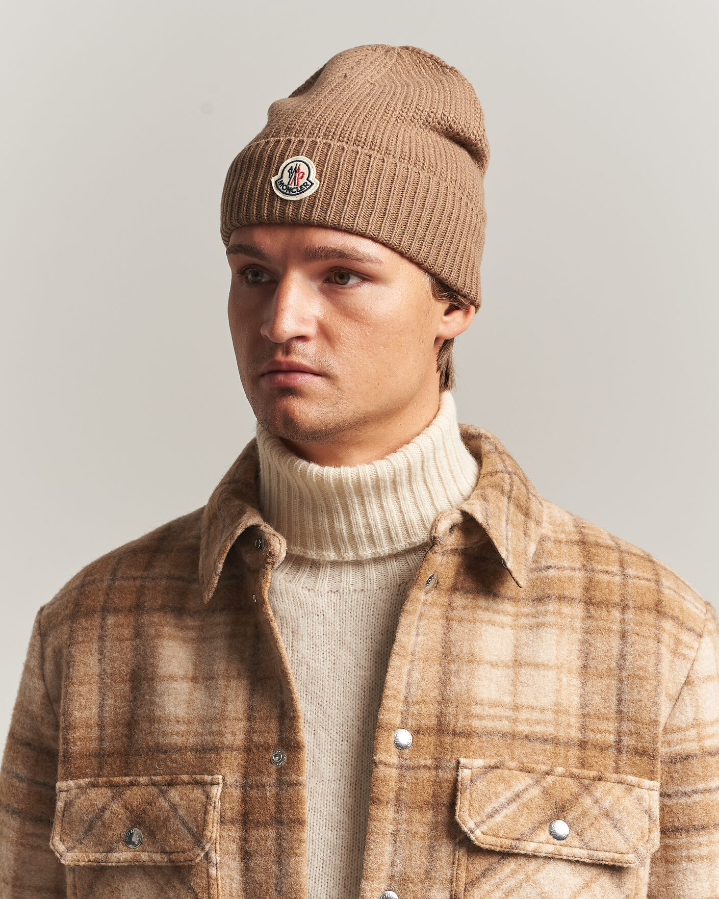 Uomini | Berretti | Moncler | Rib Wool Beanie Brown