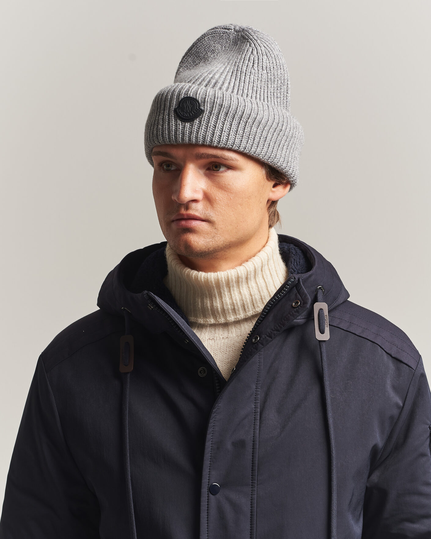 Uomini | Berretti | Moncler | Rib Cashmere Beanie Grey