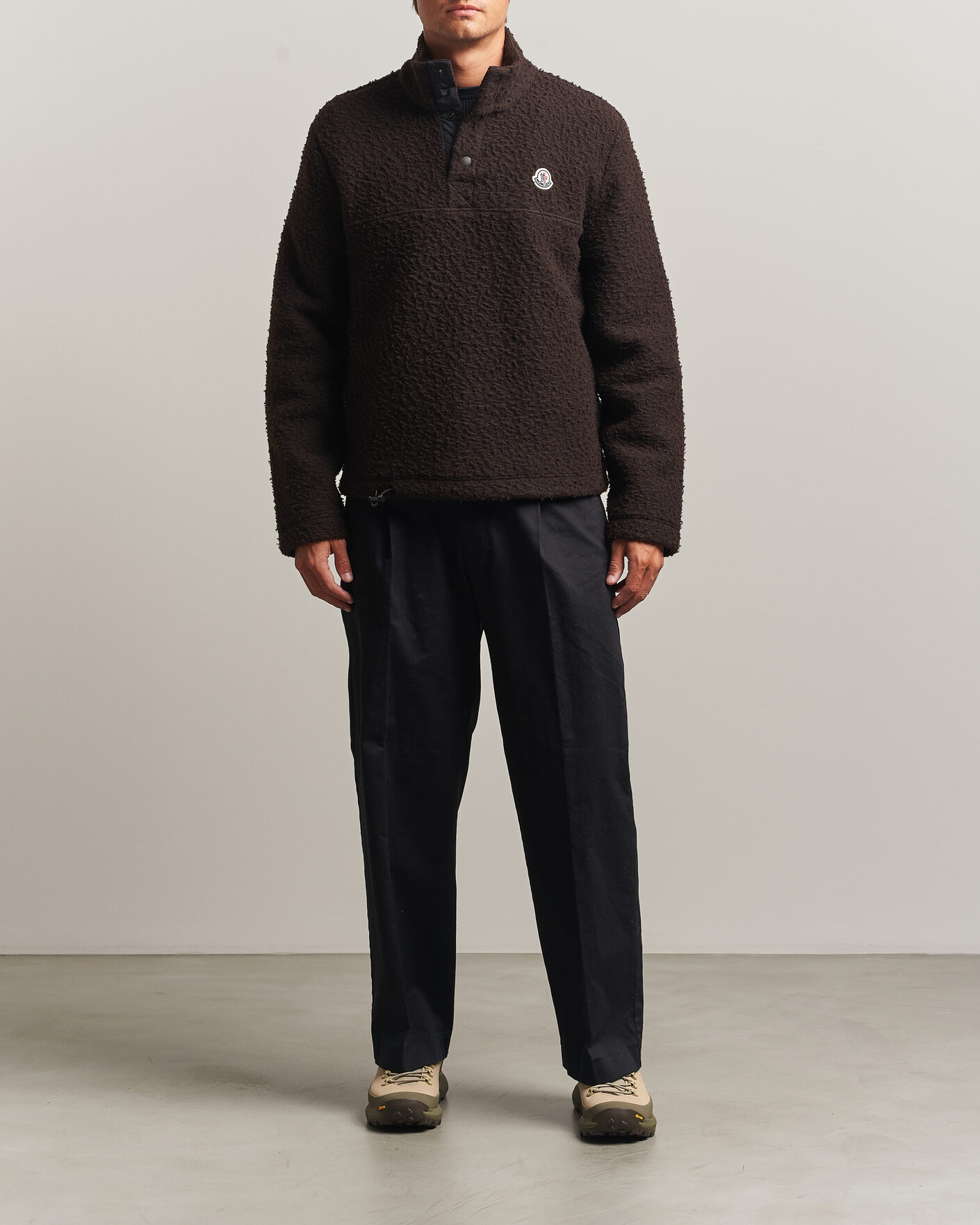 Uomini | Maglieria | Moncler | Half Zip Fleece Sweater Dark Brown
