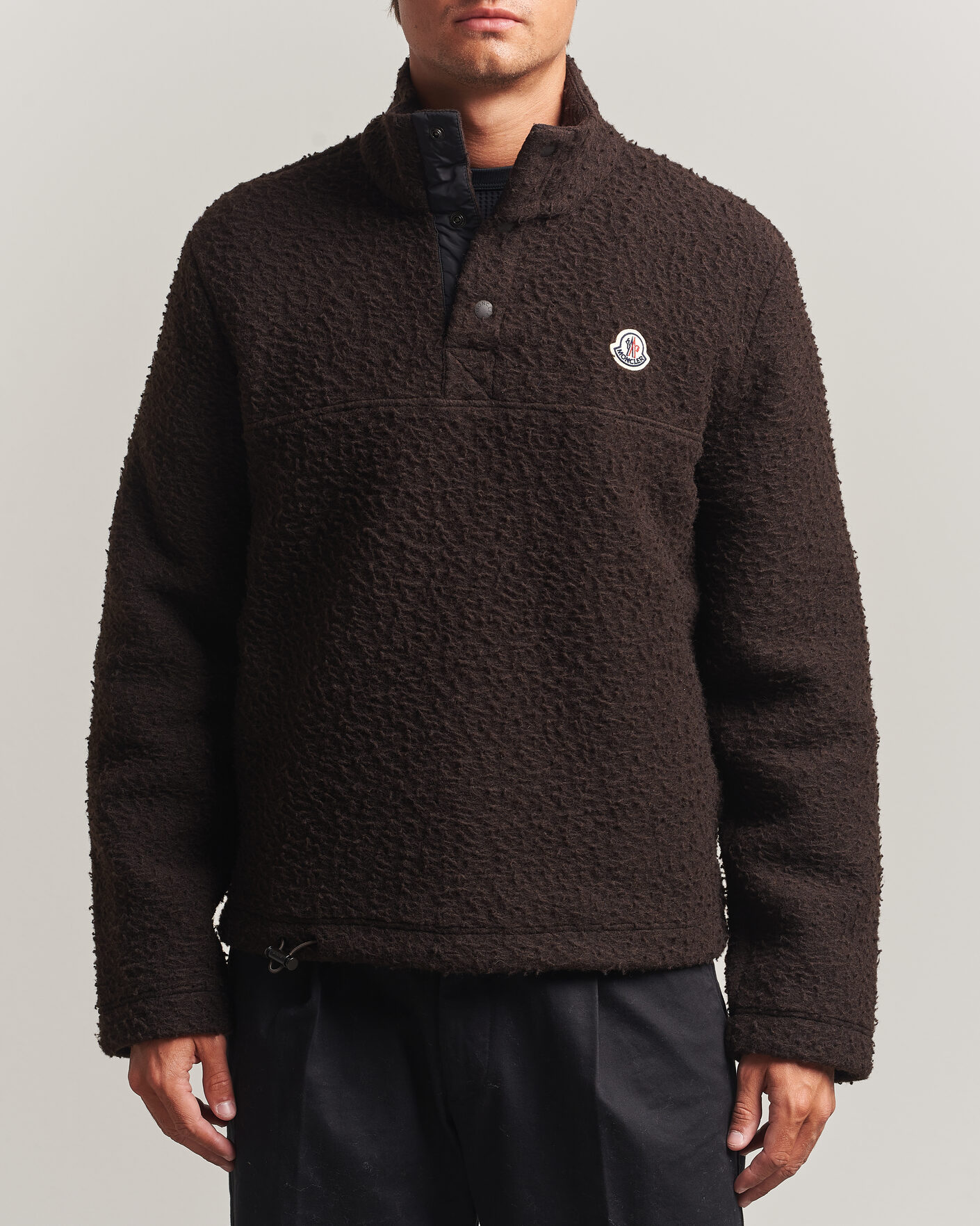 Uomini | Maglieria | Moncler | Half Zip Fleece Sweater Dark Brown