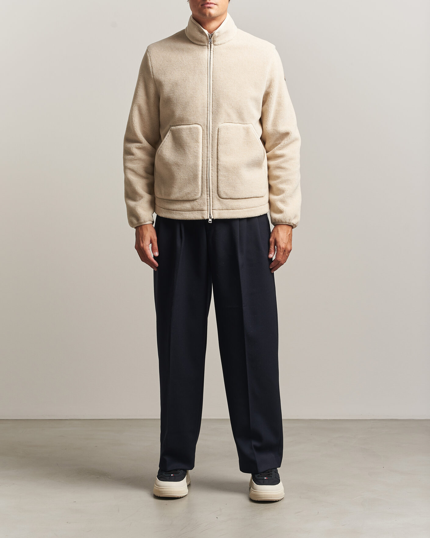 Uomini | Maglieria | Moncler | Full Zip Fleece  Cream