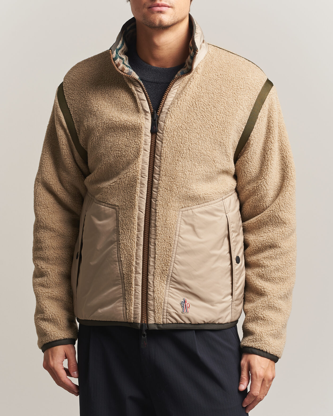 Uomini | Maglieria | Moncler Grenoble | Sherpa Zip Cardigan Beige/Green