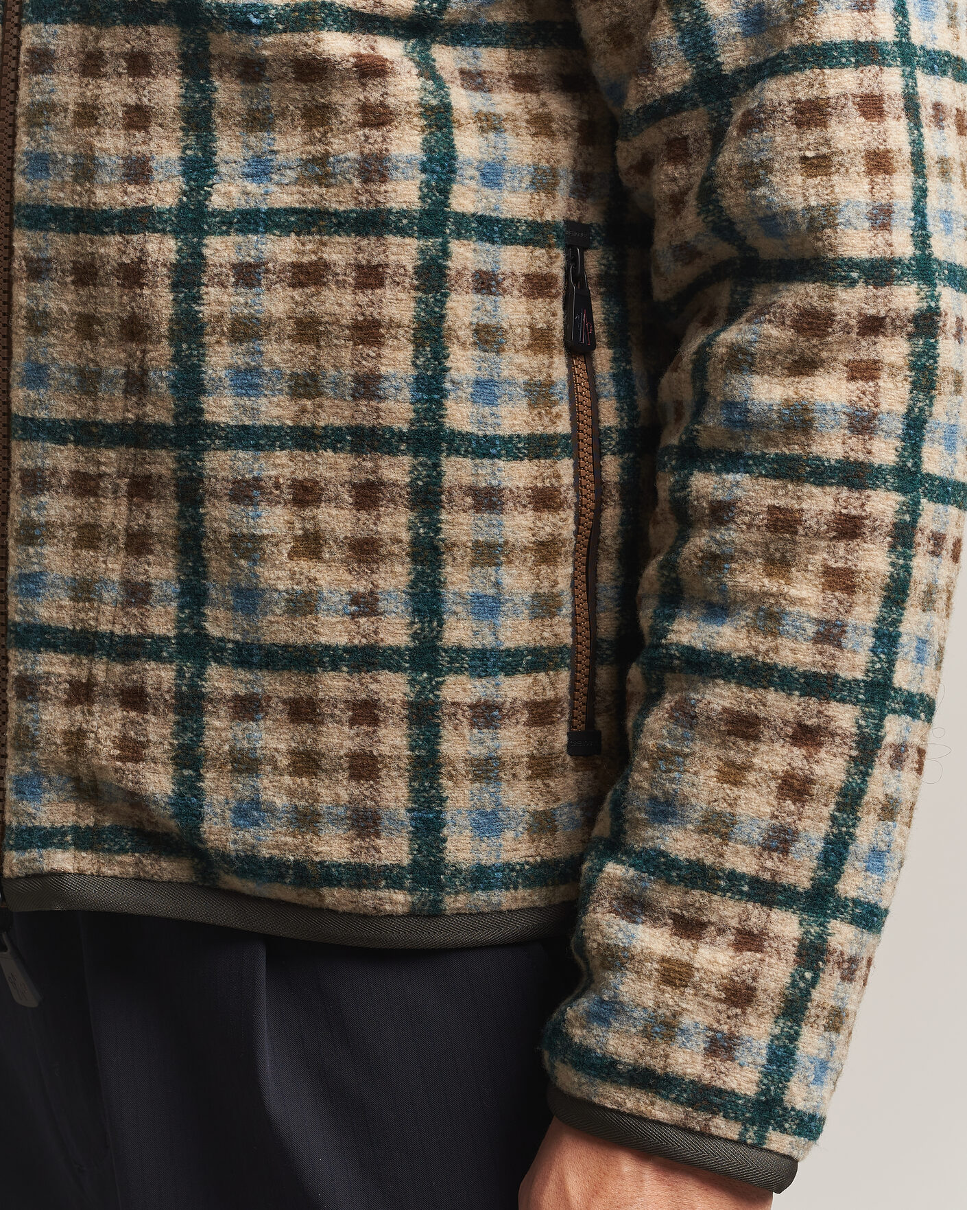 Uomini | Maglieria | Moncler Grenoble | Sherpa Zip Cardigan Beige/Green
