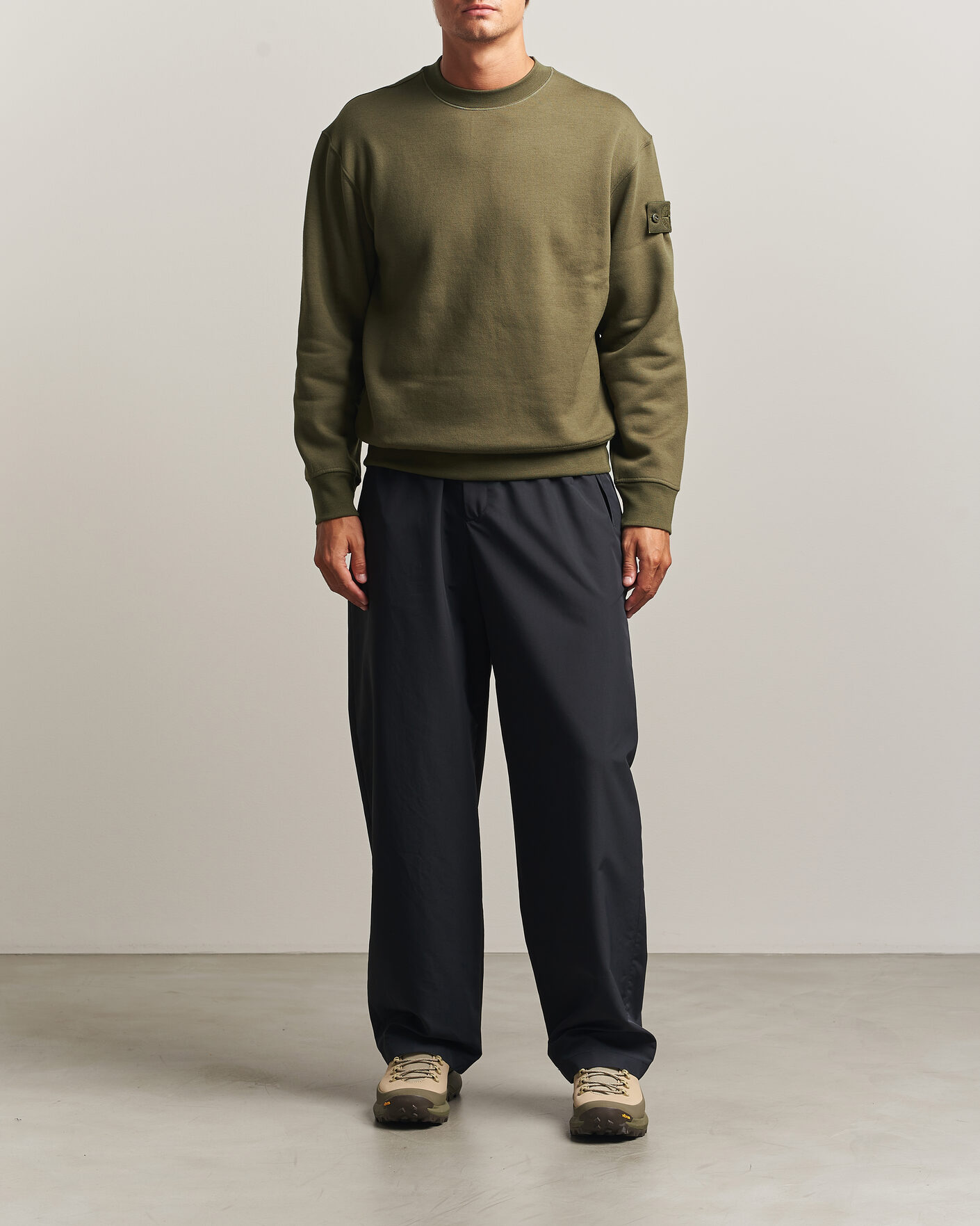 Uomini | Maglieria | Stone Island | Ghost Cotton/Wool Fleece Sweatshirt Miltary Green