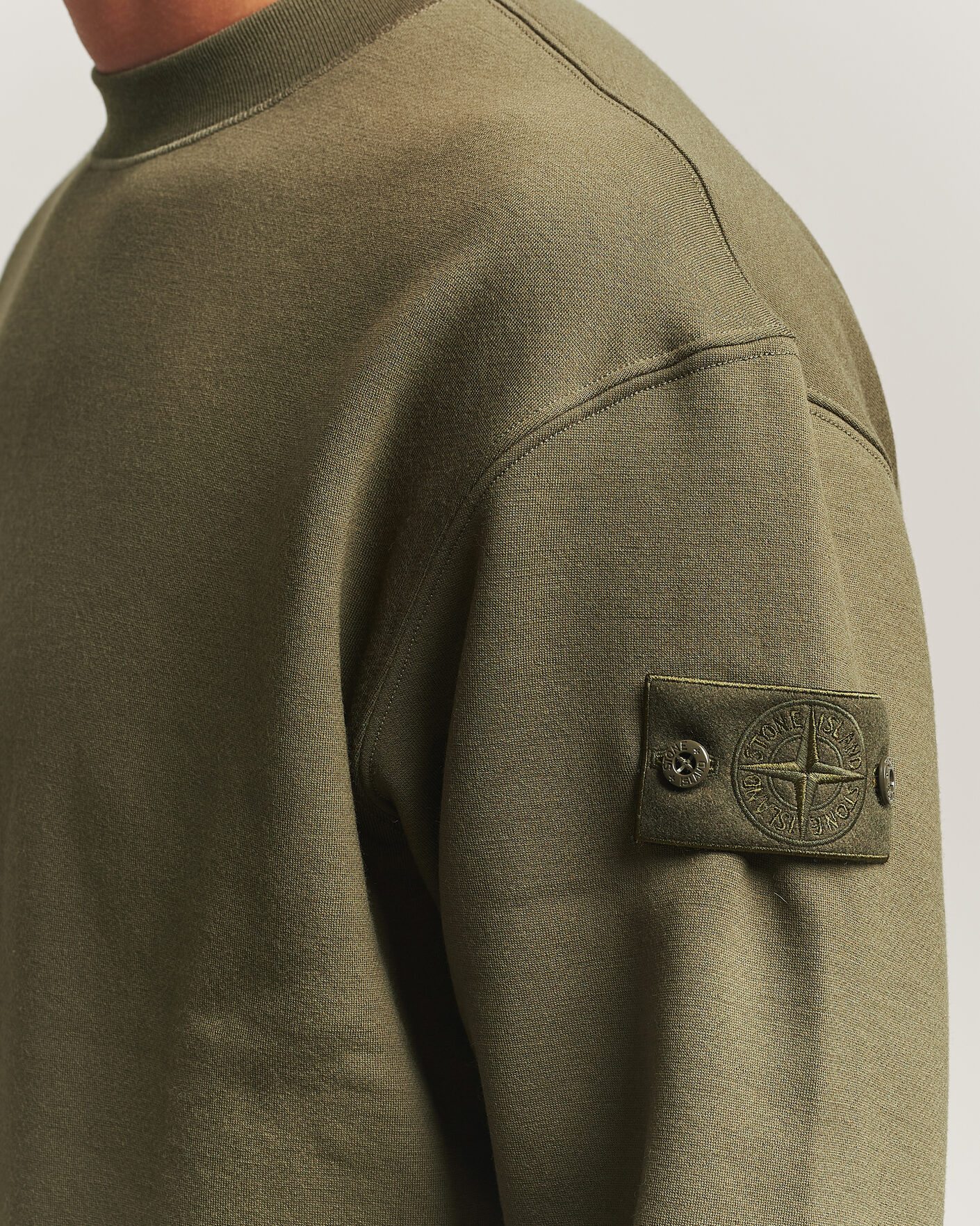 Uomini | Maglieria | Stone Island | Ghost Cotton/Wool Fleece Sweatshirt Miltary Green
