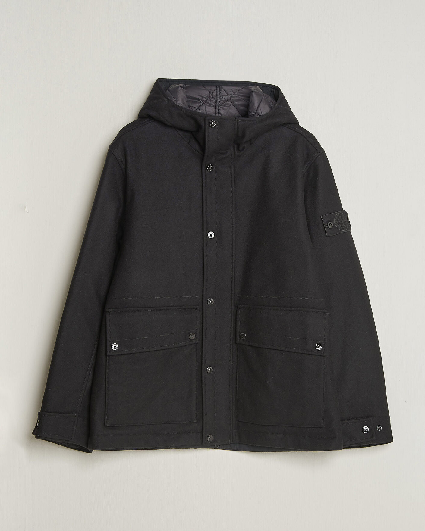 Uomini | Giacche | Stone Island | Ghost Wool/Nylon Flannel Short Parka Black