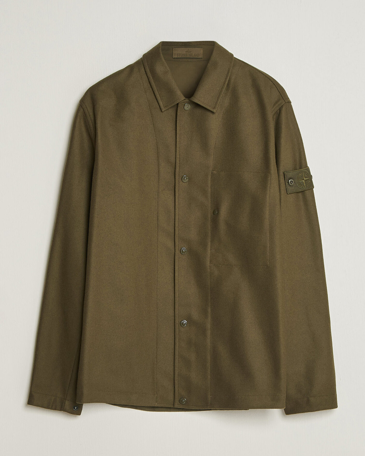 Uomini | Camicie | Stone Island | Ghost Wool/Nylon Flannel Overshirt Miltary Green