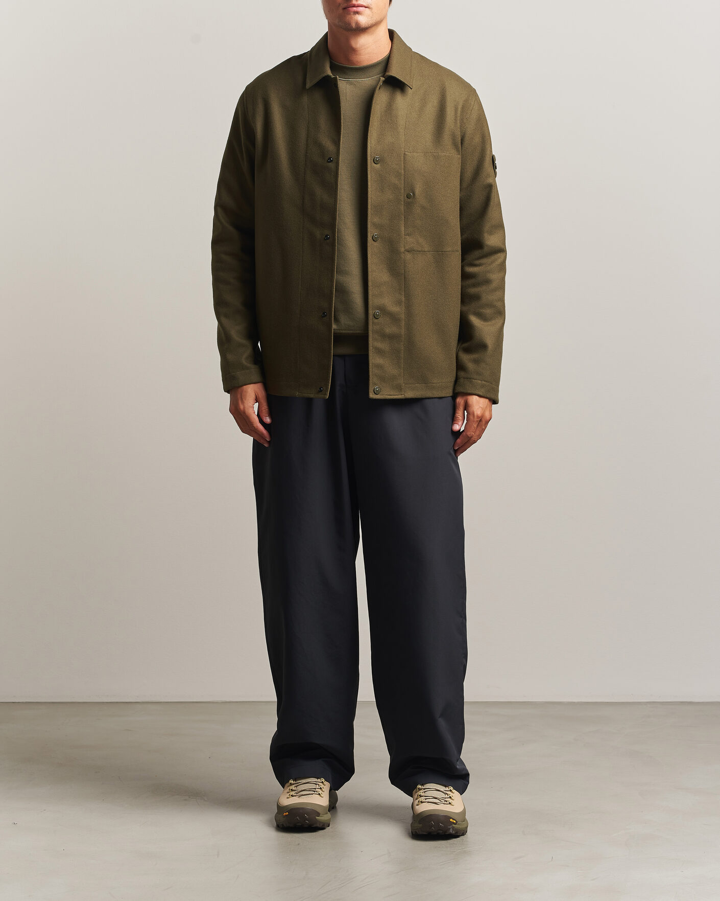 Uomini | Camicie | Stone Island | Ghost Wool/Nylon Flannel Overshirt Miltary Green