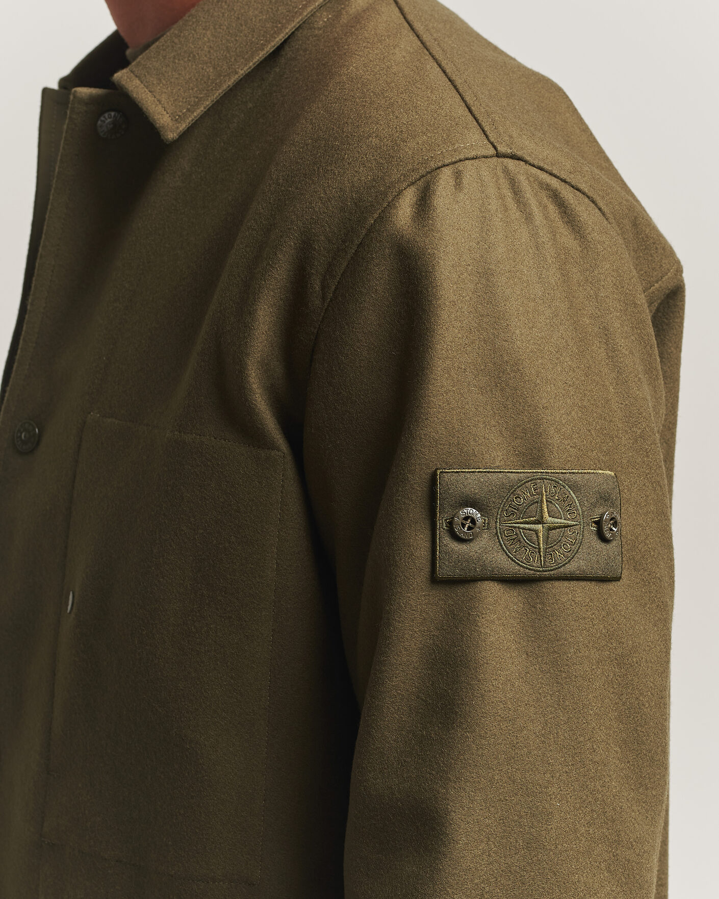 Uomini | Camicie | Stone Island | Ghost Wool/Nylon Flannel Overshirt Miltary Green